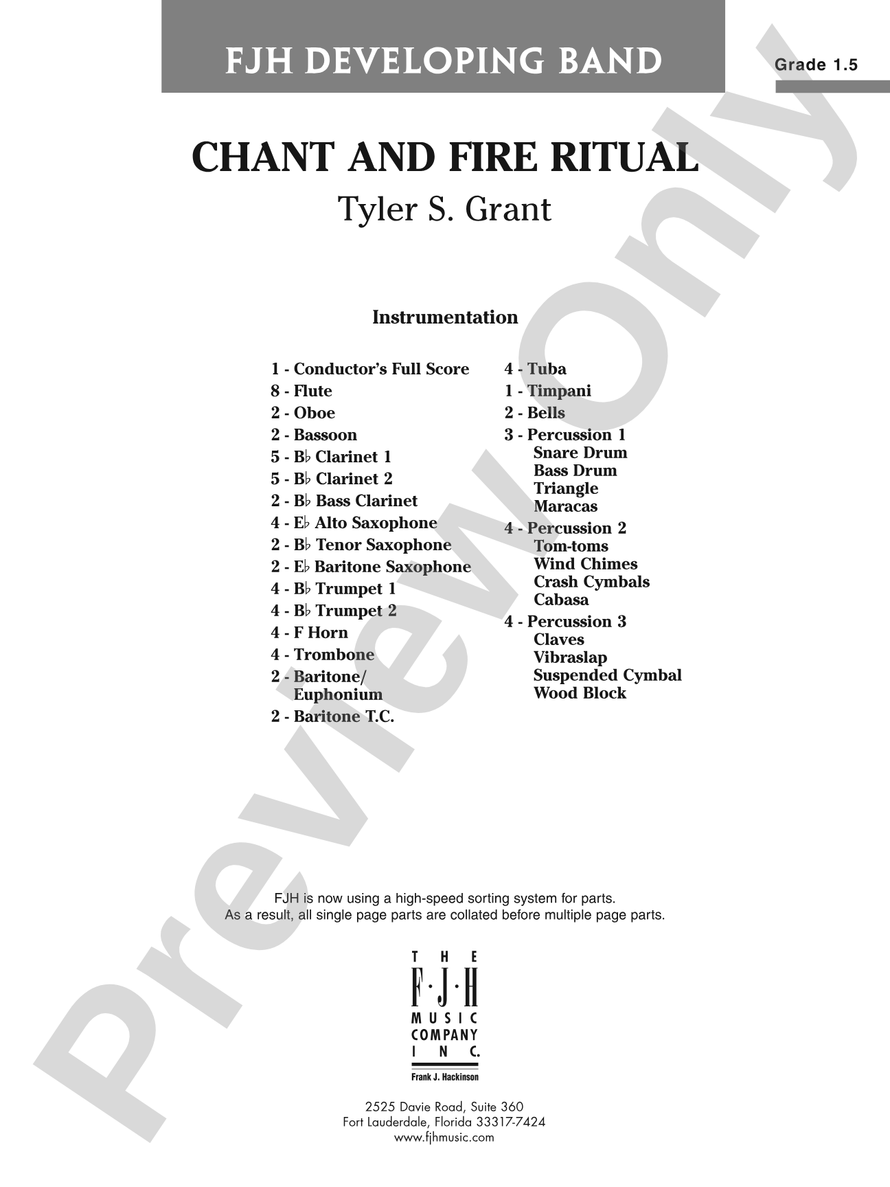 Chant and Fire Ritual: Concert Band Conductor Score & Parts