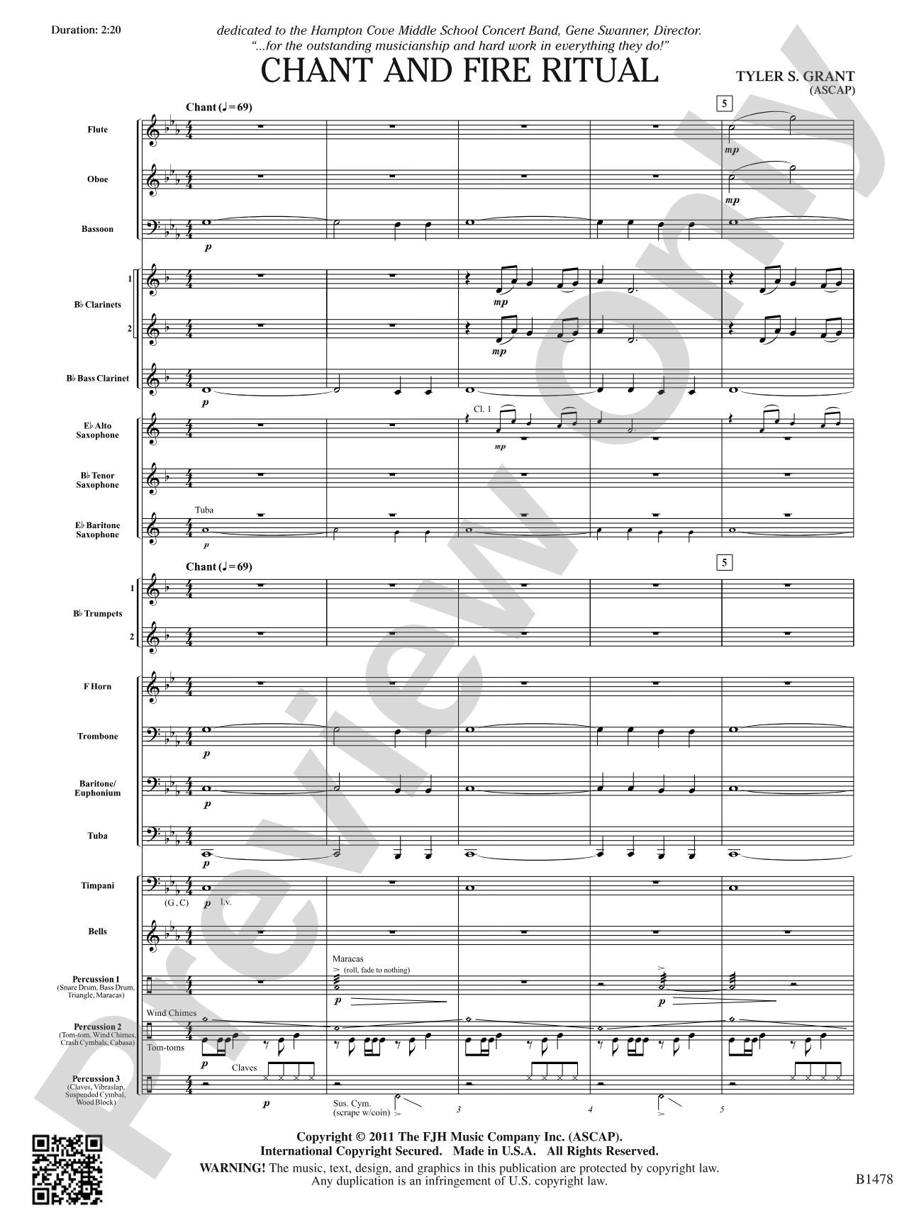 Chant and Fire Ritual: Concert Band Conductor Score & Parts