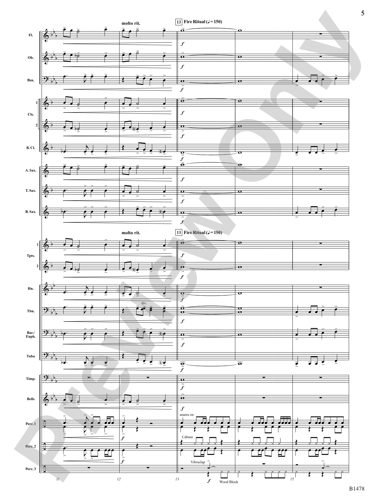 Chant and Fire Ritual: Concert Band Conductor Score & Parts