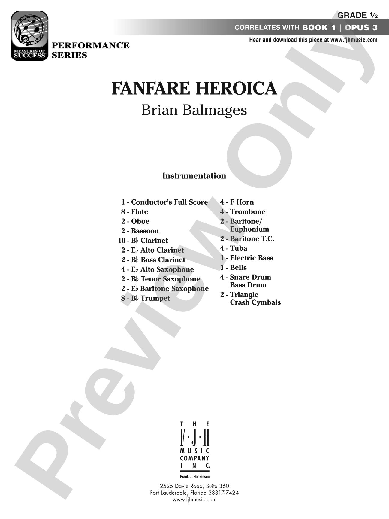 Fanfare Heroica: Concert Band Conductor Score & Parts