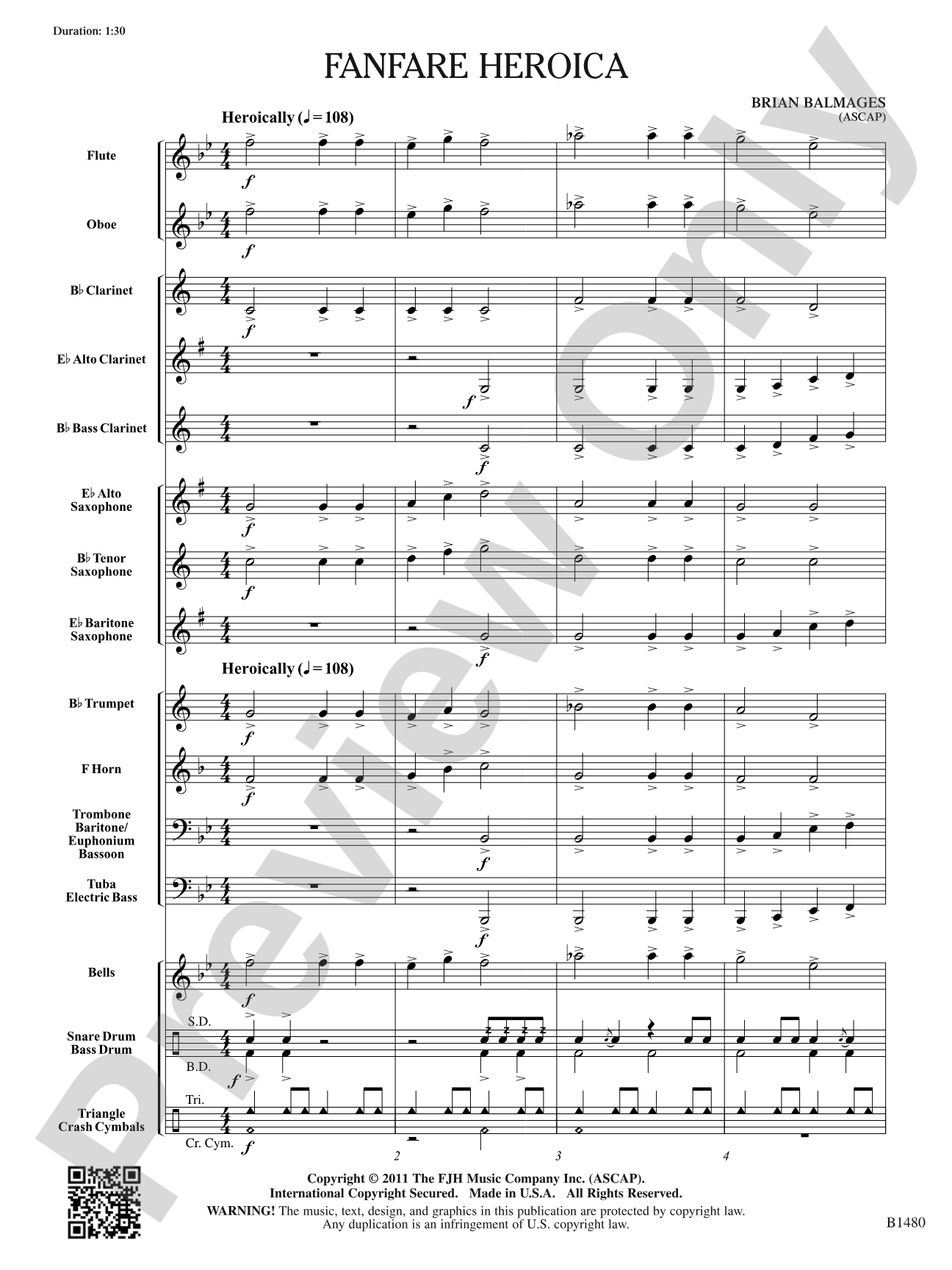 Fanfare Heroica: Concert Band Conductor Score & Parts