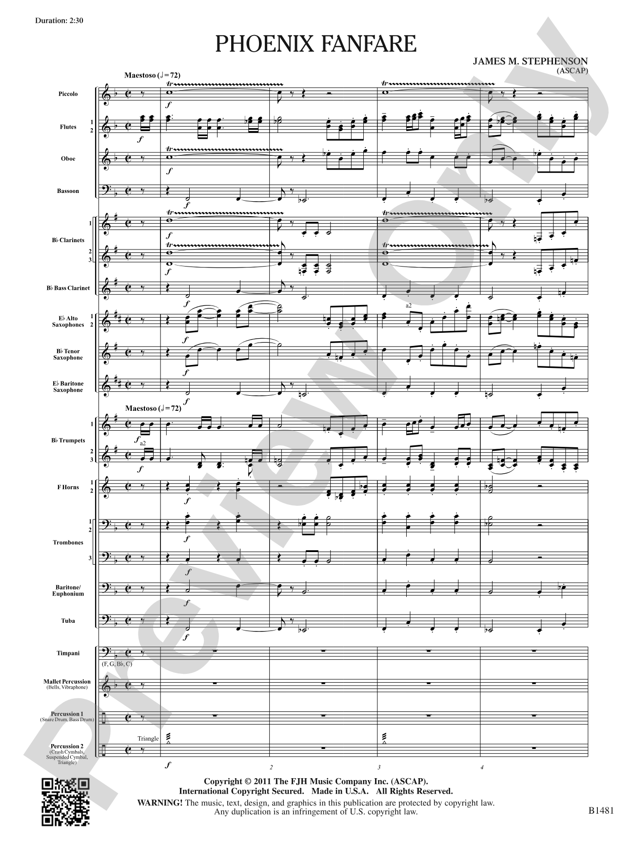 Phoenix Fanfare: Concert Band Conductor Score & Parts