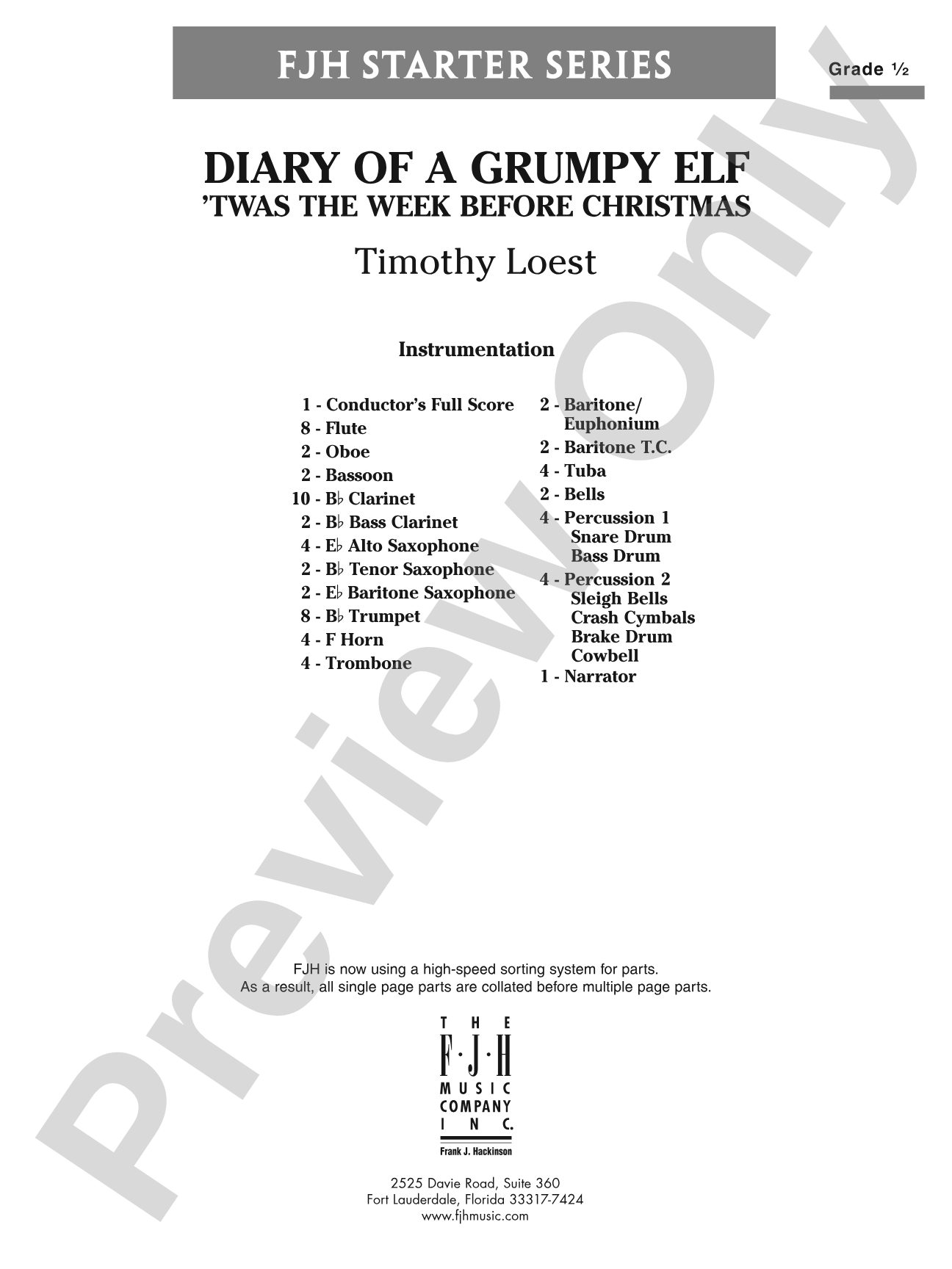 Diary of a Grumpy Elf: Concert Band Conductor Score & Parts