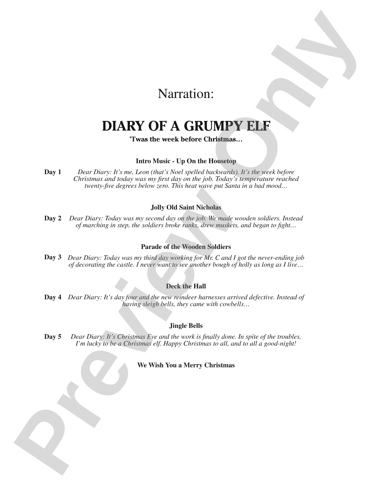 Diary of a Grumpy Elf: Concert Band Conductor Score & Parts