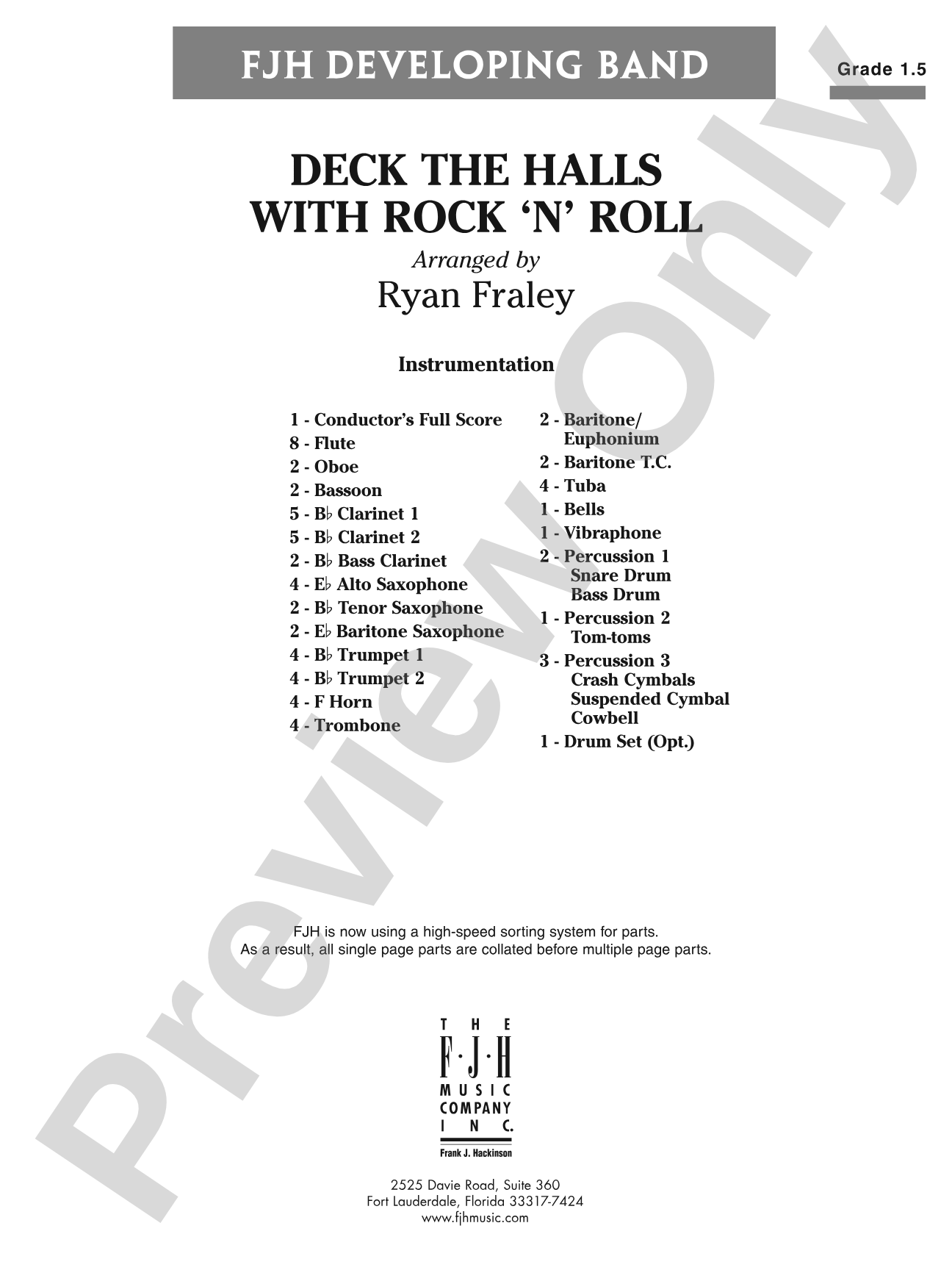 Deck the Halls with Rock 'n' Roll: Concert Band Conductor Score & Parts