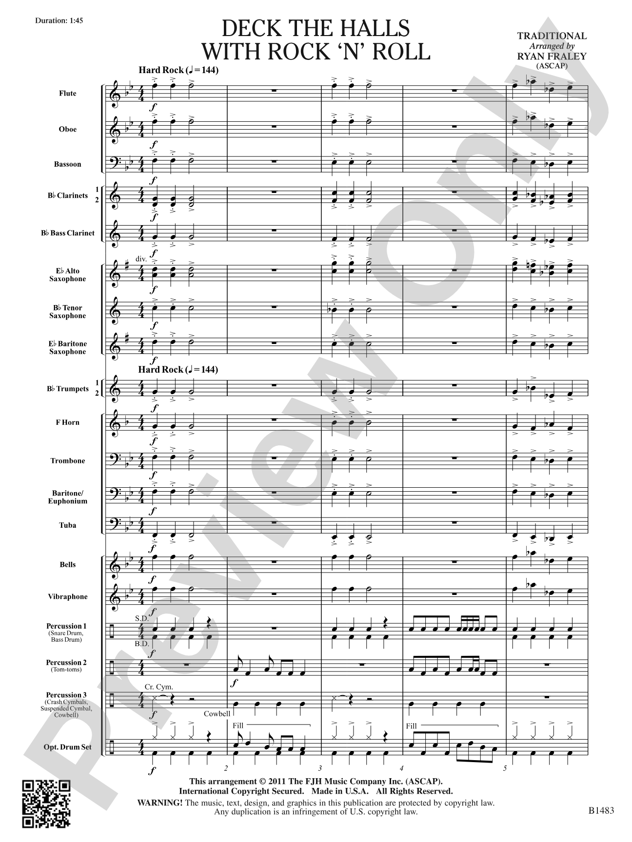 Deck the Halls with Rock 'n' Roll: Concert Band Conductor Score & Parts