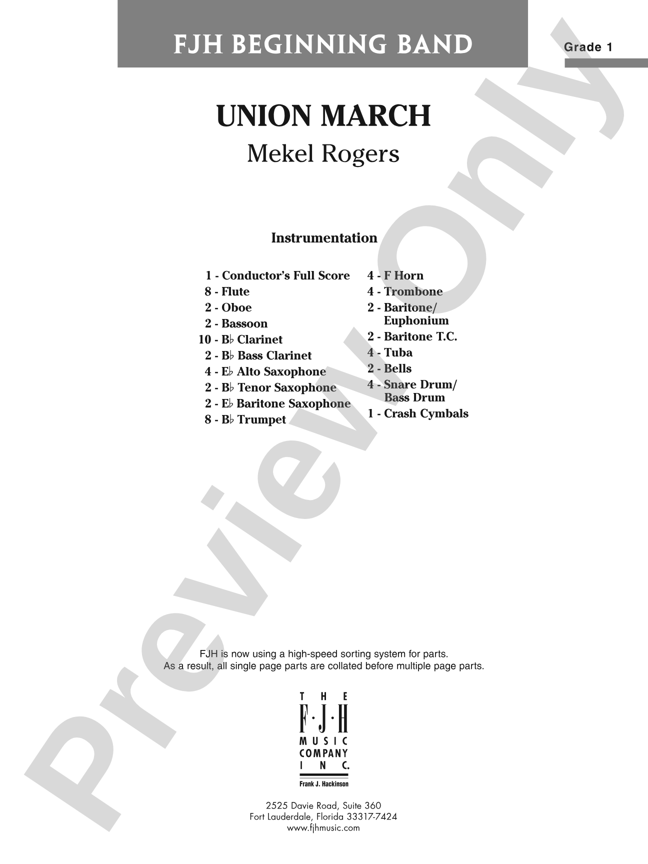 Union March: Concert Band Conductor Score & Parts