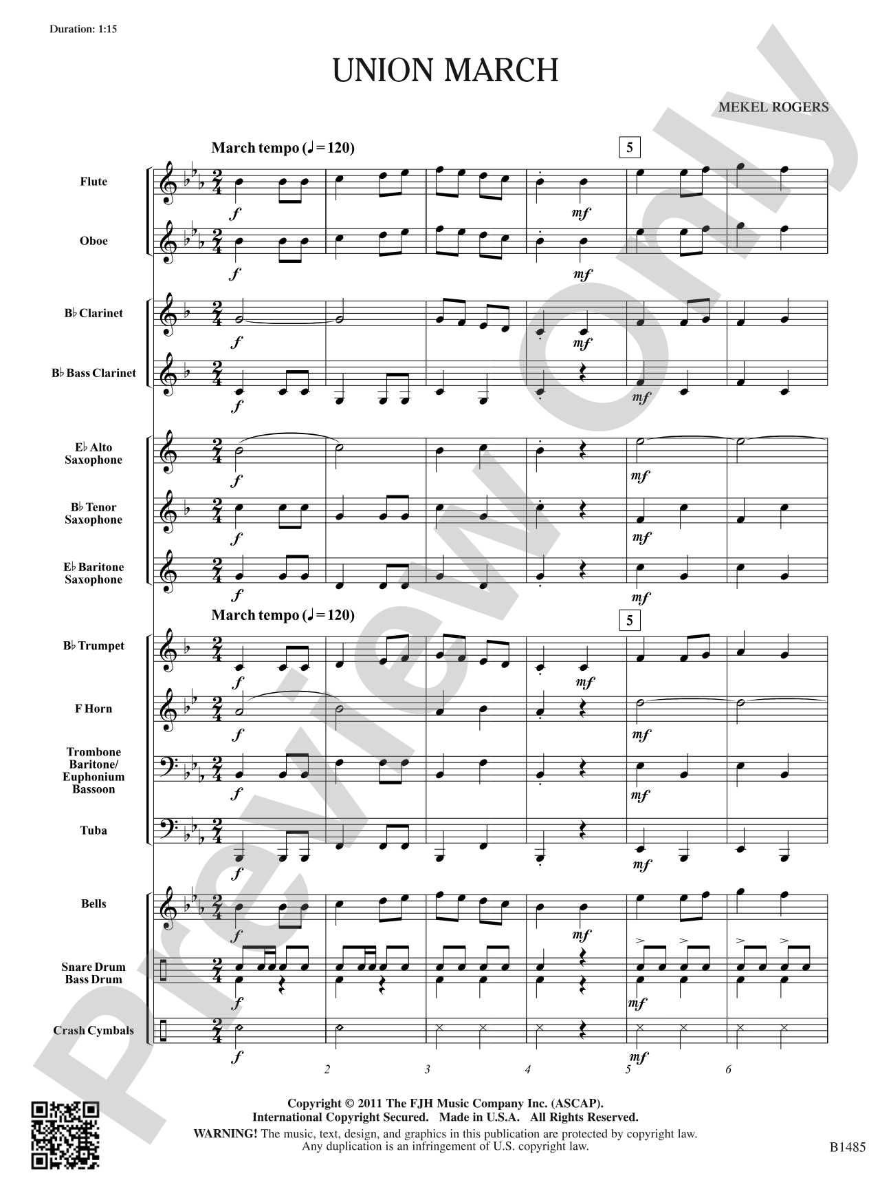 Union March: Concert Band Conductor Score & Parts