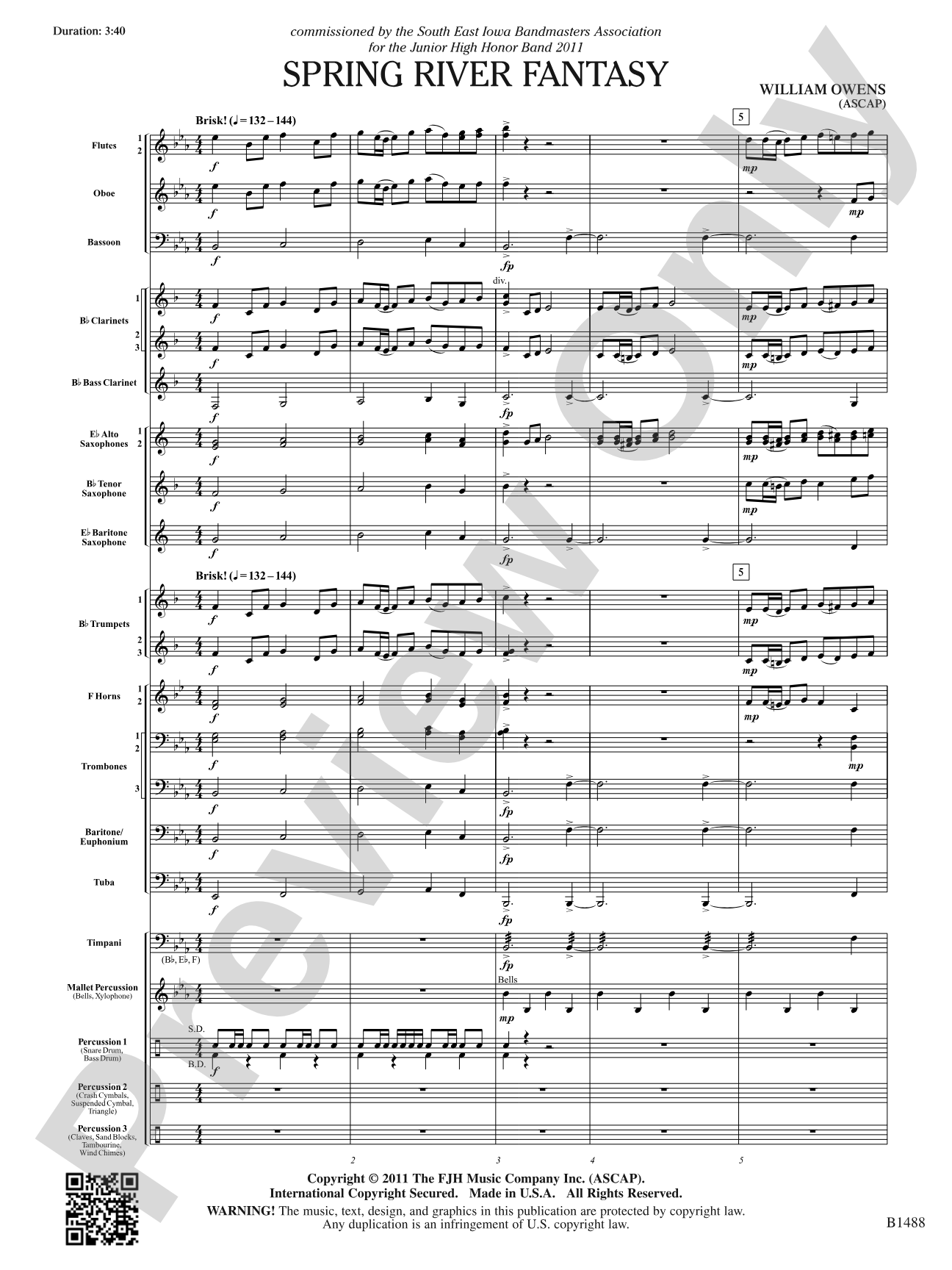 Spring River Fantasy: Concert Band Conductor Score & Parts