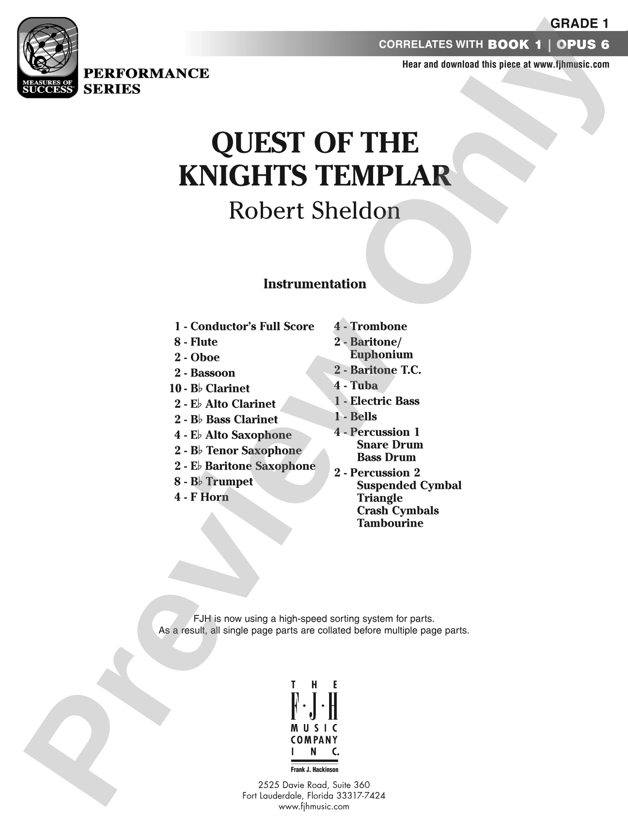 Quest of the Knights Templar: Concert Band Conductor Score & Parts