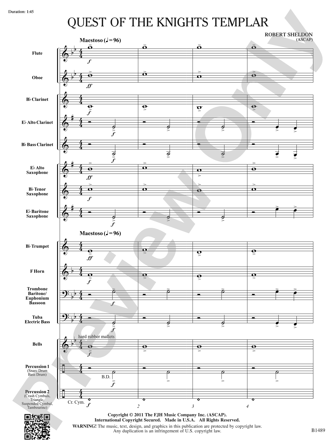 Quest of the Knights Templar: Concert Band Conductor Score & Parts