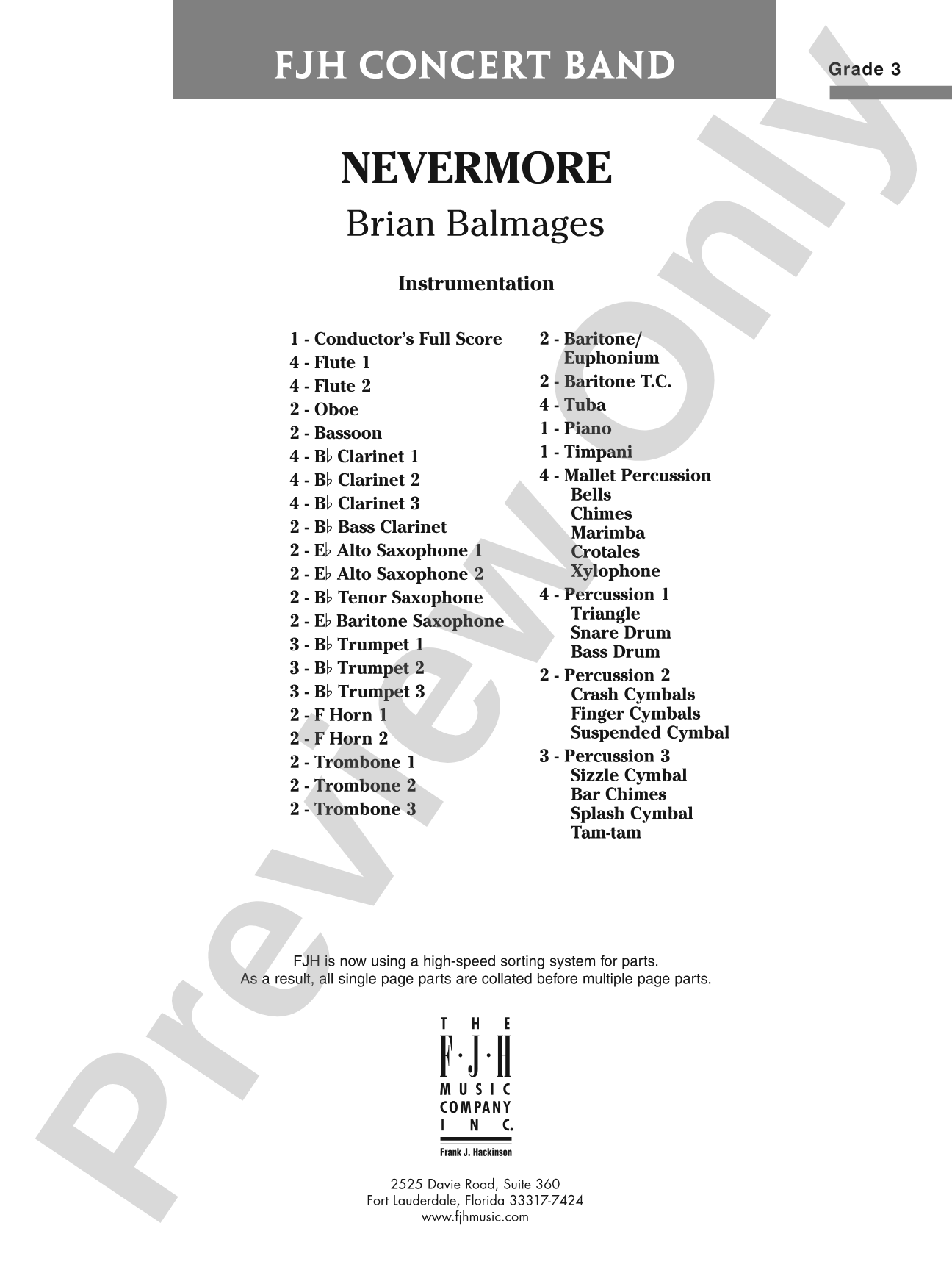 Nevermore: Concert Band Conductor Score & Parts