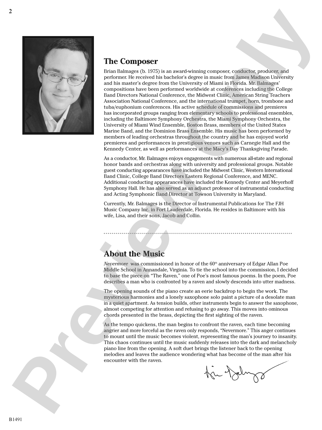 Nevermore: Concert Band Conductor Score & Parts