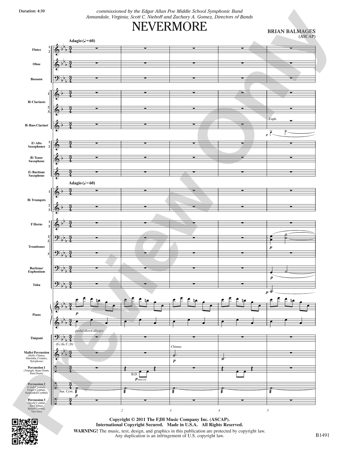 Nevermore: Concert Band Conductor Score & Parts