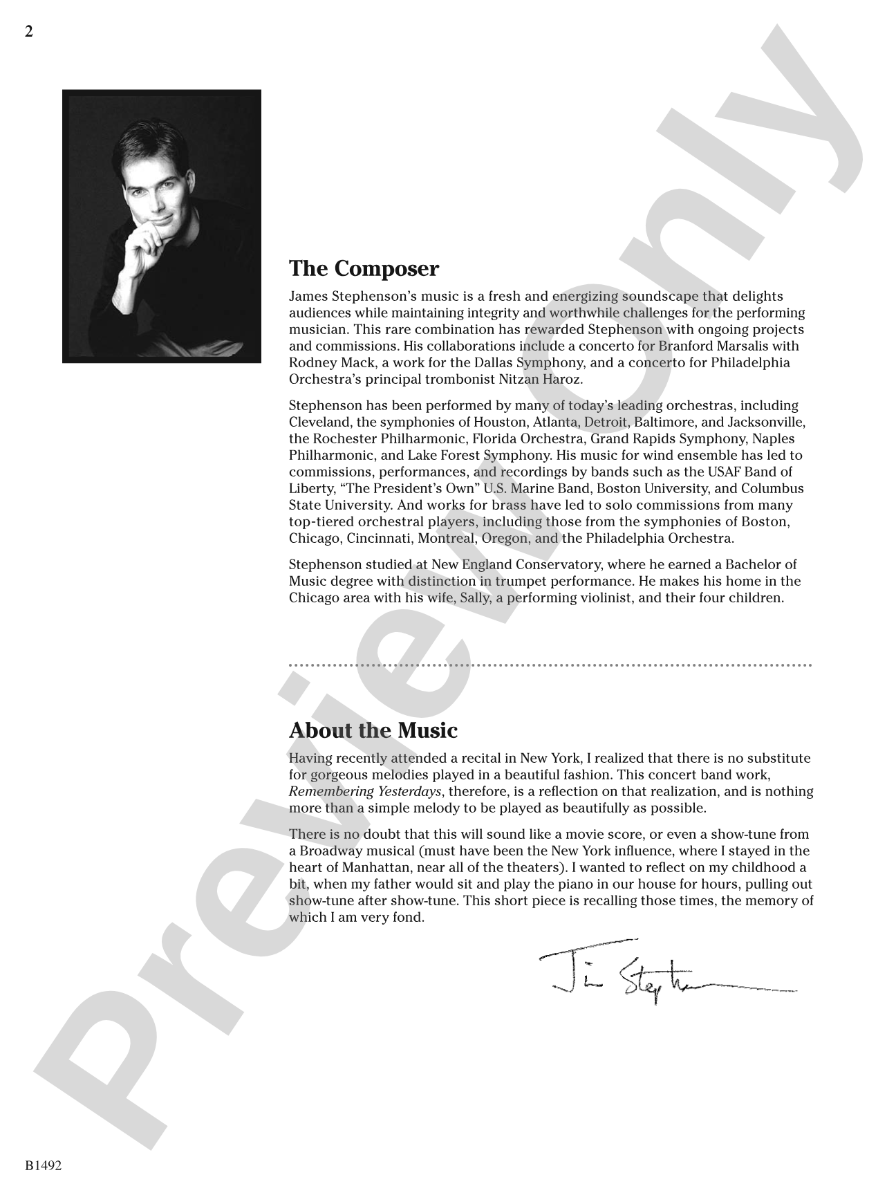 Remembering Yesterdays: Concert Band Conductor Score & Parts