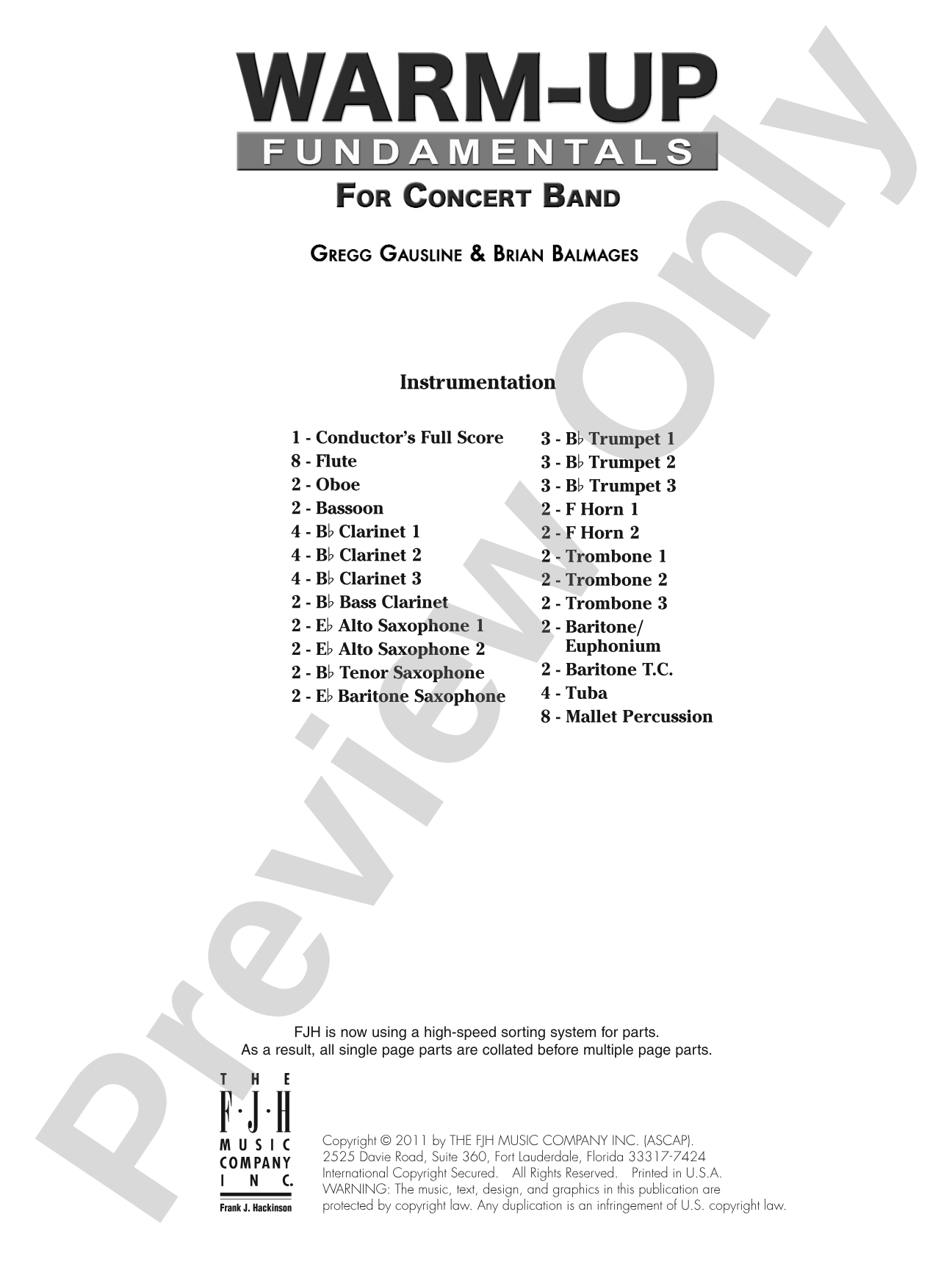 Warm-Up Fundamentals for Concert Band: Concert Band Conductor Score & Parts