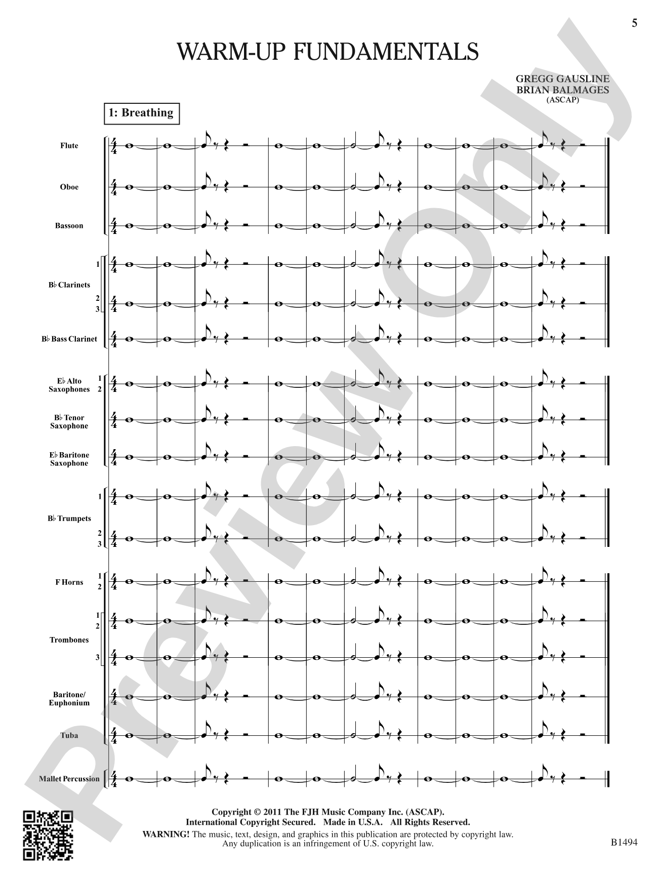 Warm-Up Fundamentals for Concert Band: Concert Band Conductor Score & Parts