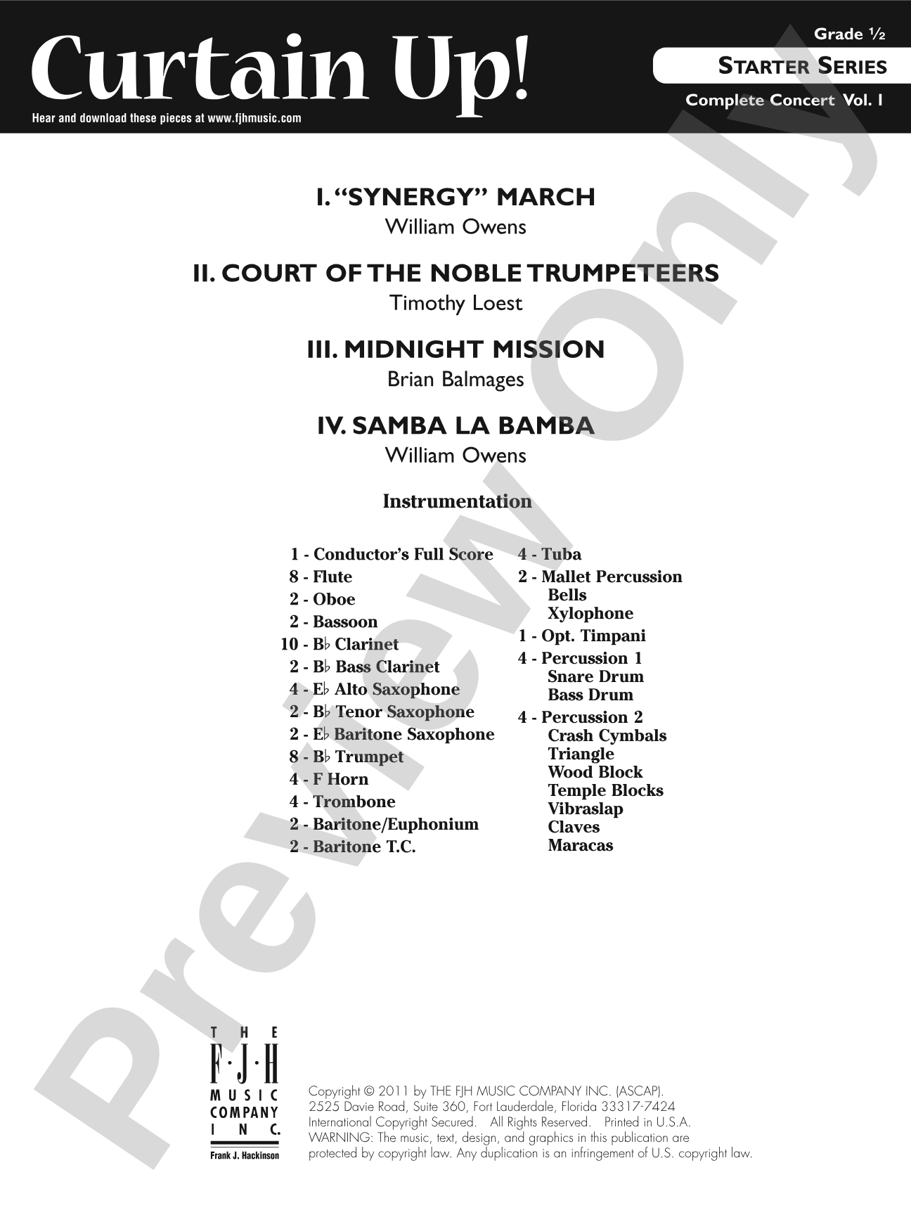 Curtain Up! (Complete Concert Starter Series Vol. 1): Concert Band Conductor Score & Parts