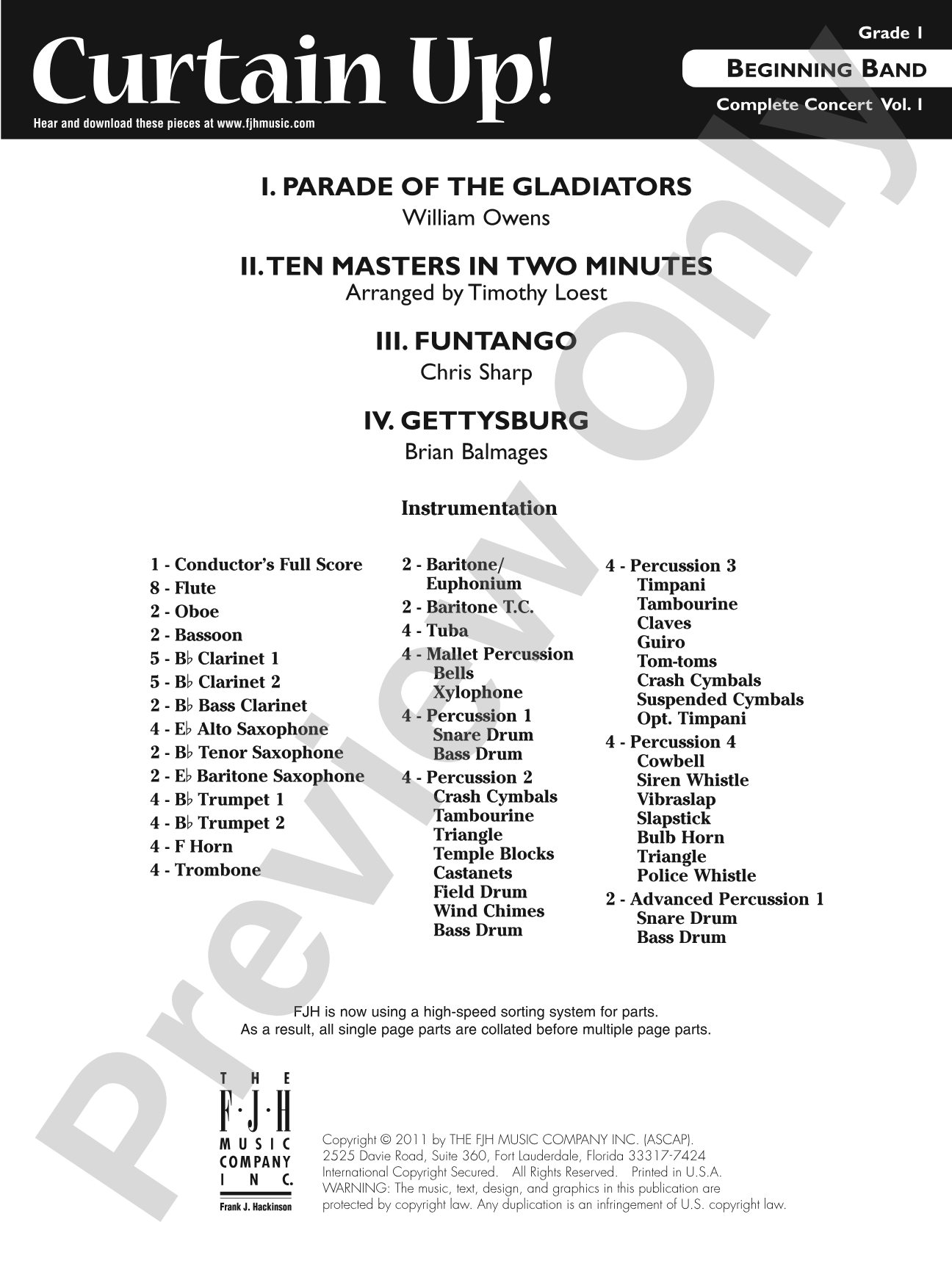 Curtain Up! (Complete Concert Beginning Band Vol.1): Concert Band Conductor Score & Parts