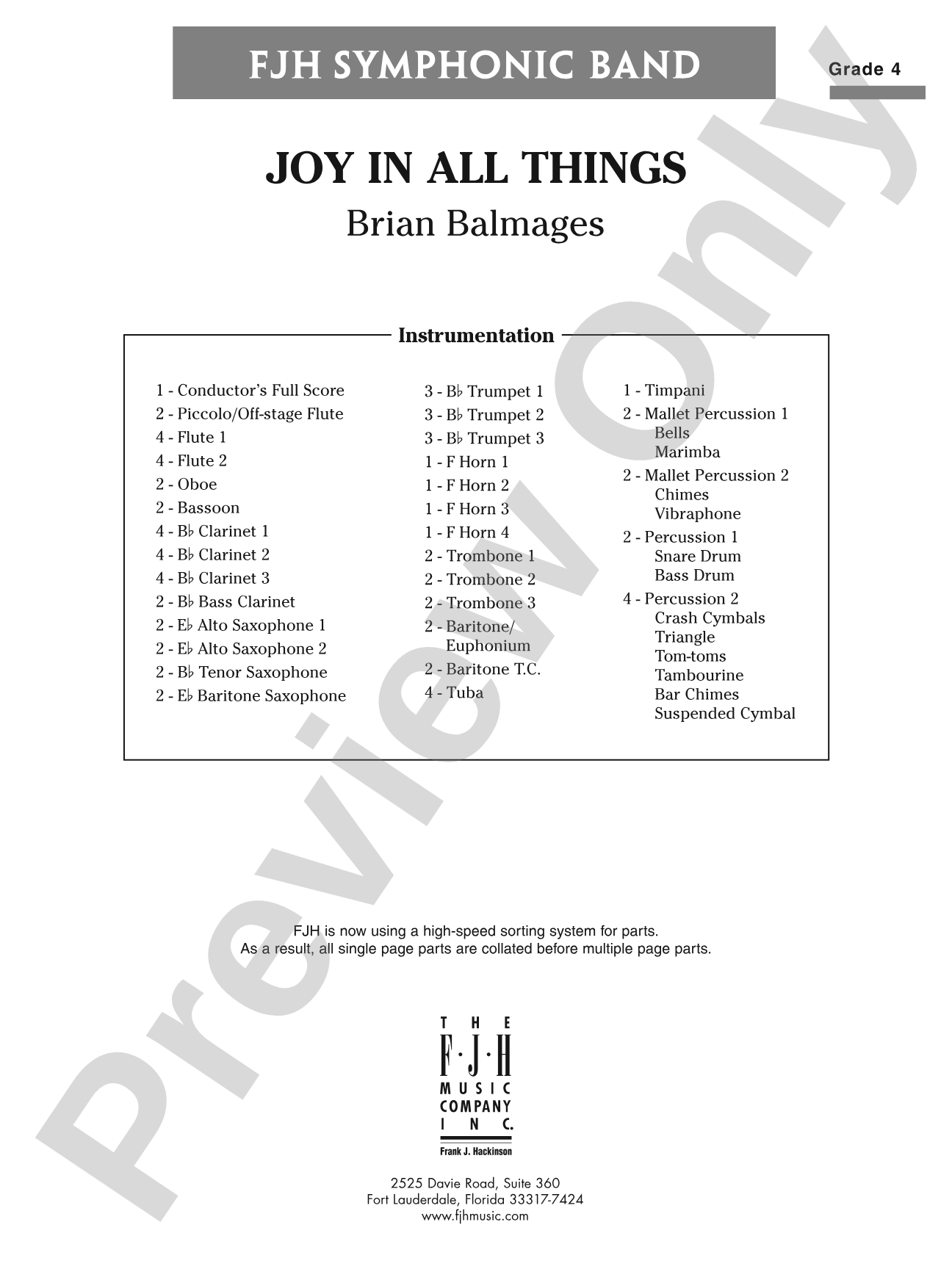 Joy in All Things: Concert Band Conductor Score & Parts