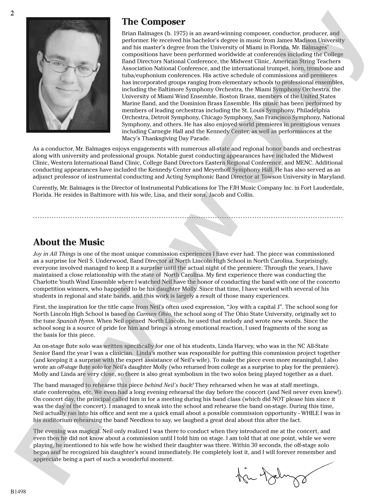 Joy in All Things: Concert Band Conductor Score & Parts
