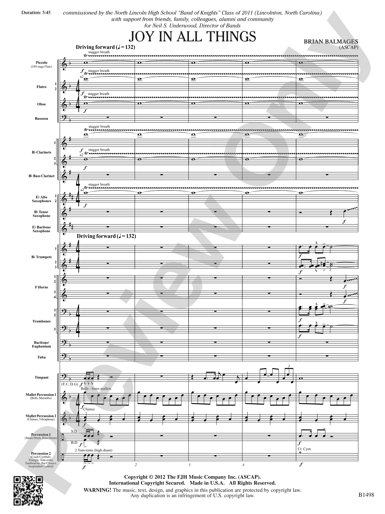 Joy in All Things: Concert Band Conductor Score & Parts