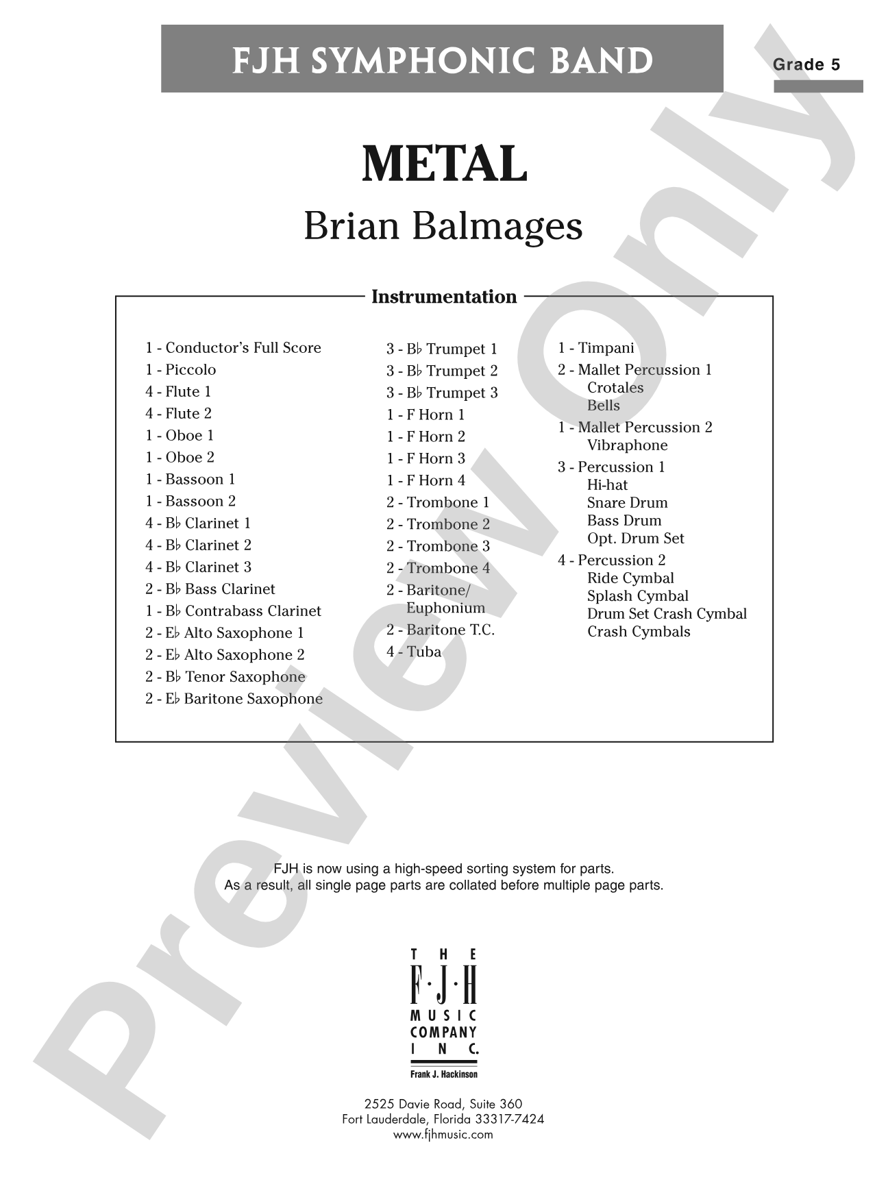 Metal: Concert Band Conductor Score & Parts