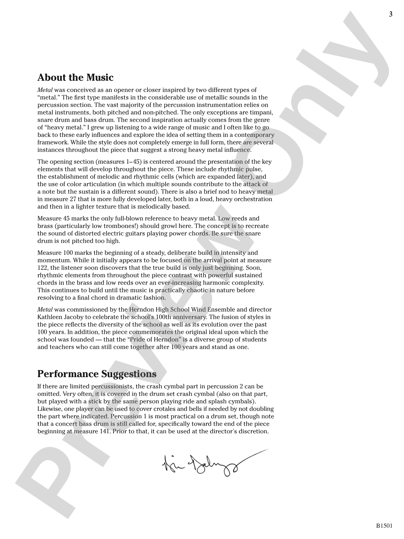 Metal: Concert Band Conductor Score & Parts