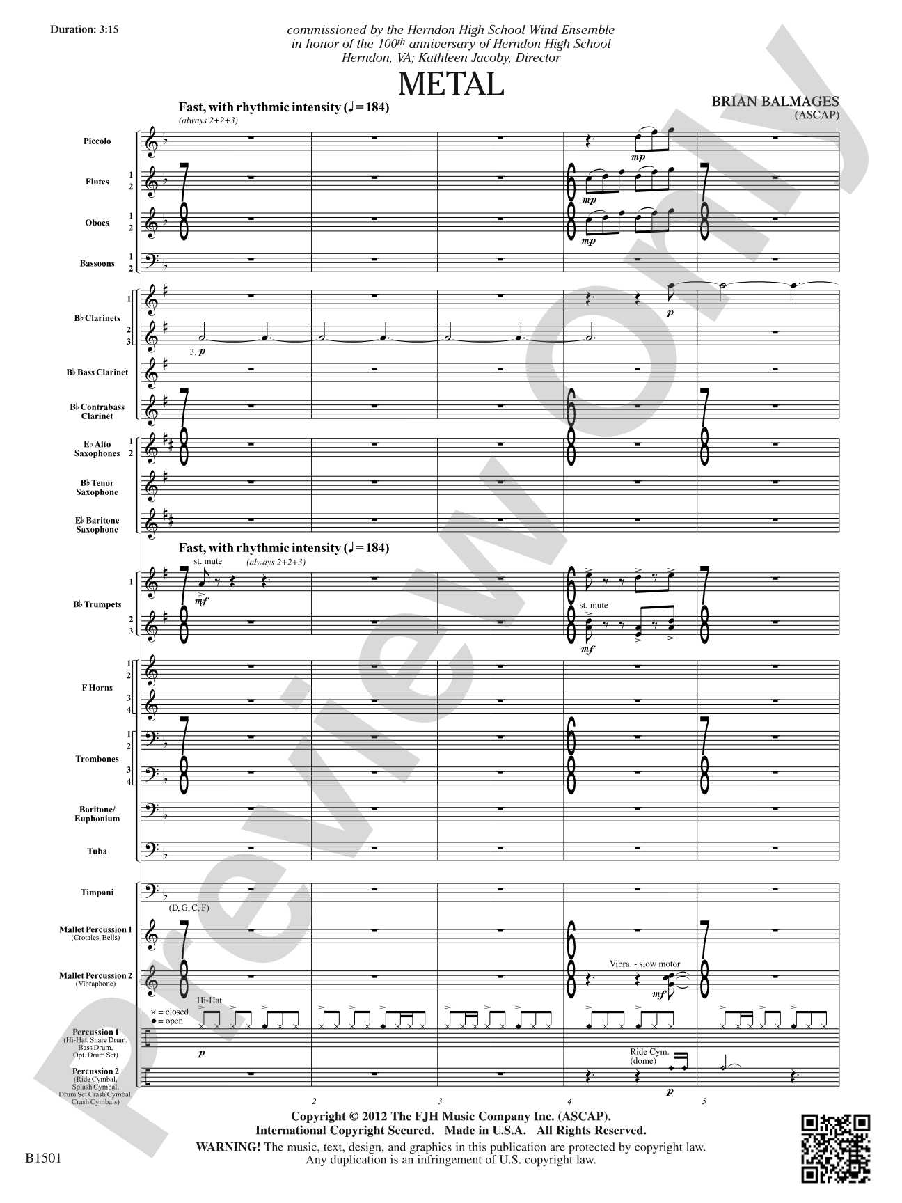 Metal: Concert Band Conductor Score & Parts