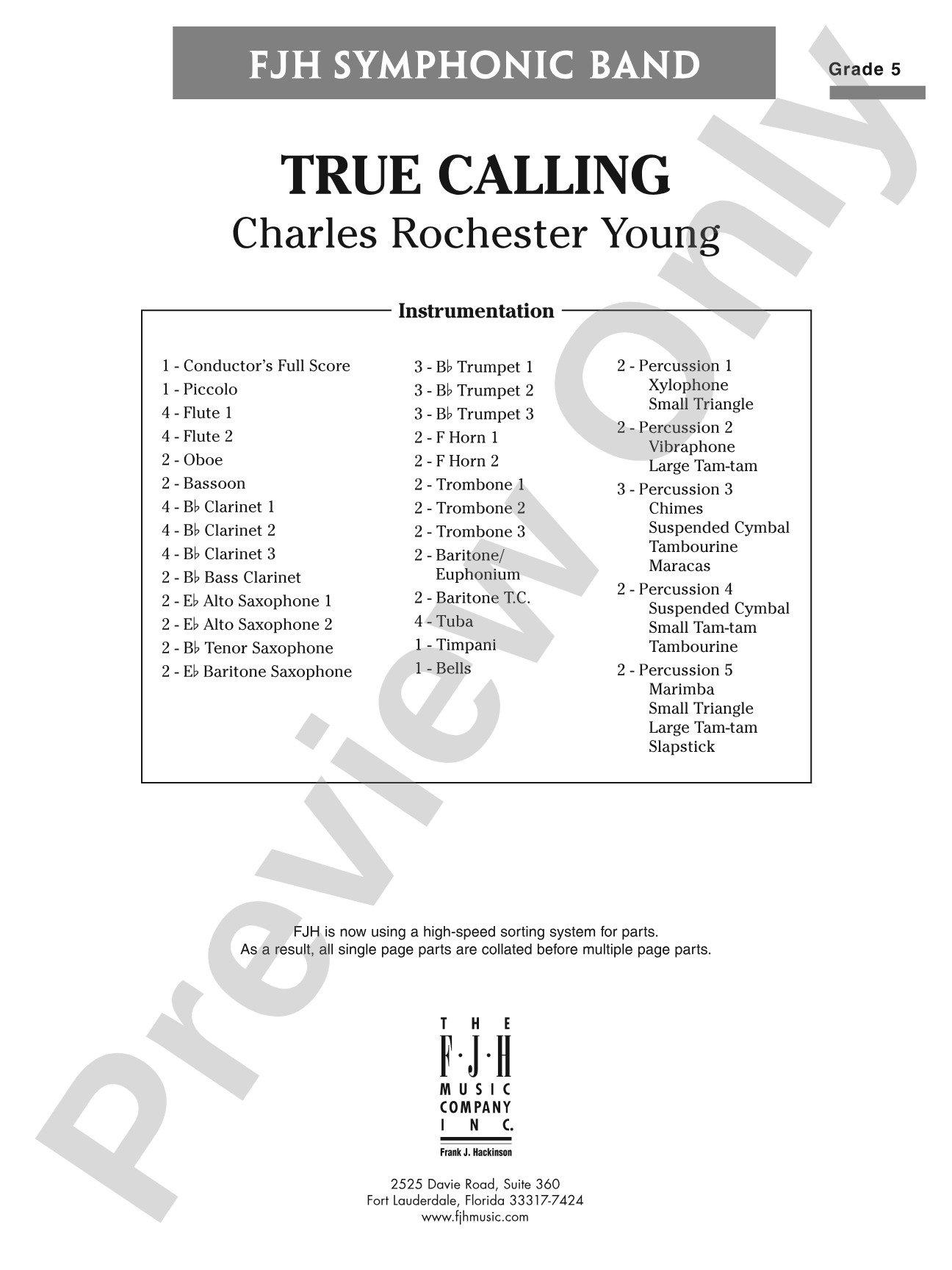 True Calling: Concert Band Conductor Score & Parts