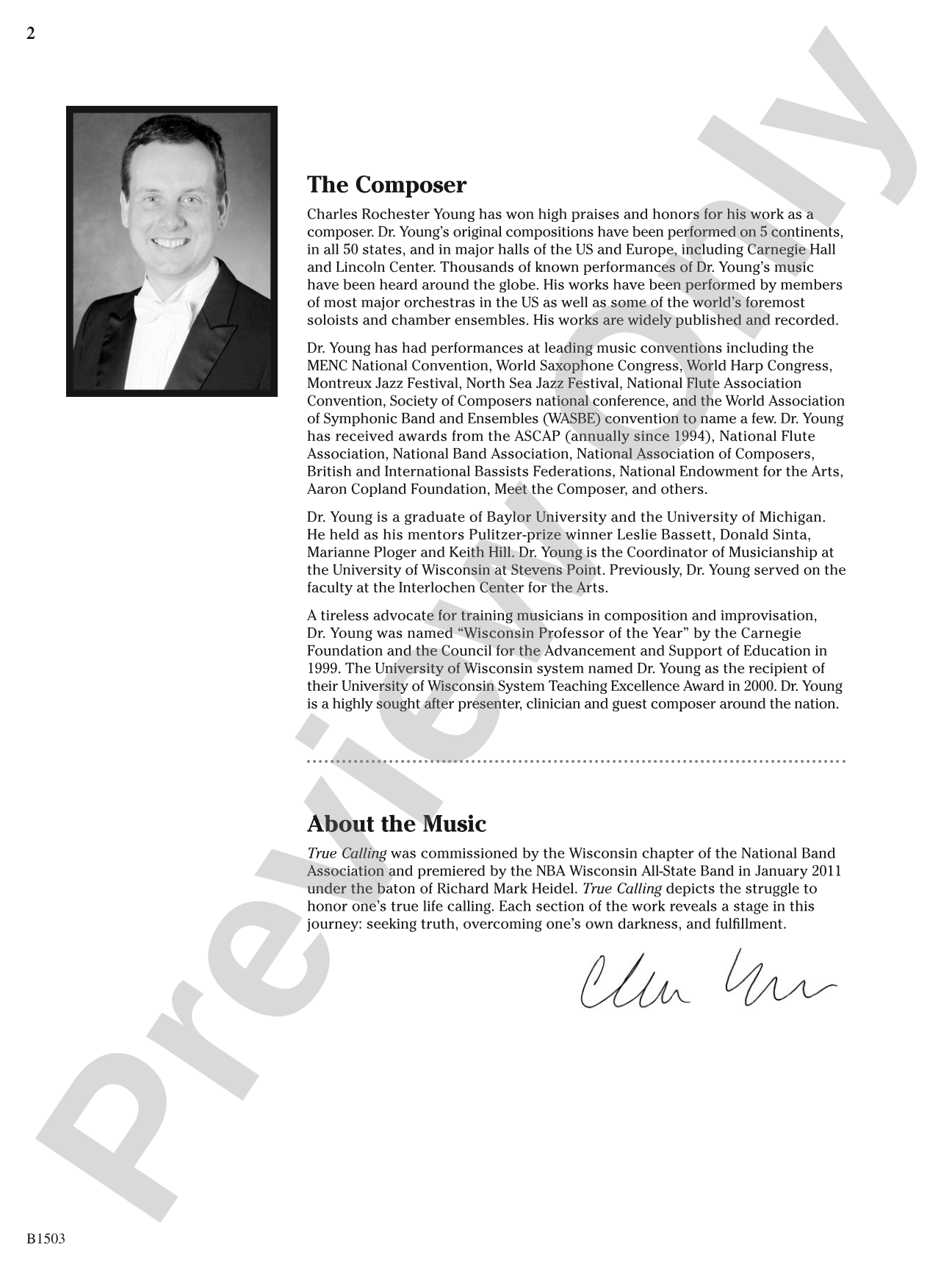 True Calling: Concert Band Conductor Score & Parts