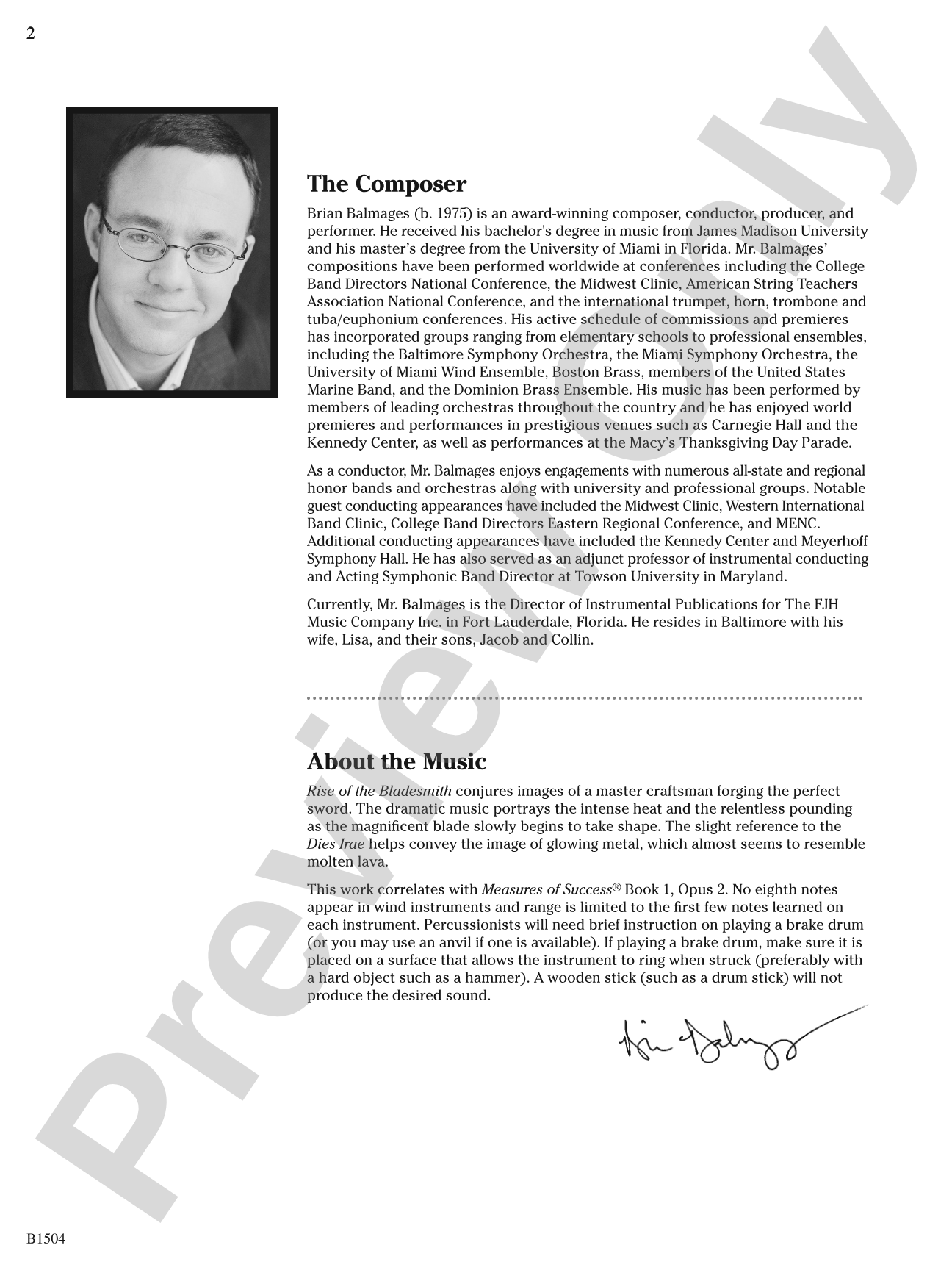 Rise of the Bladesmith: Concert Band Conductor Score & Parts