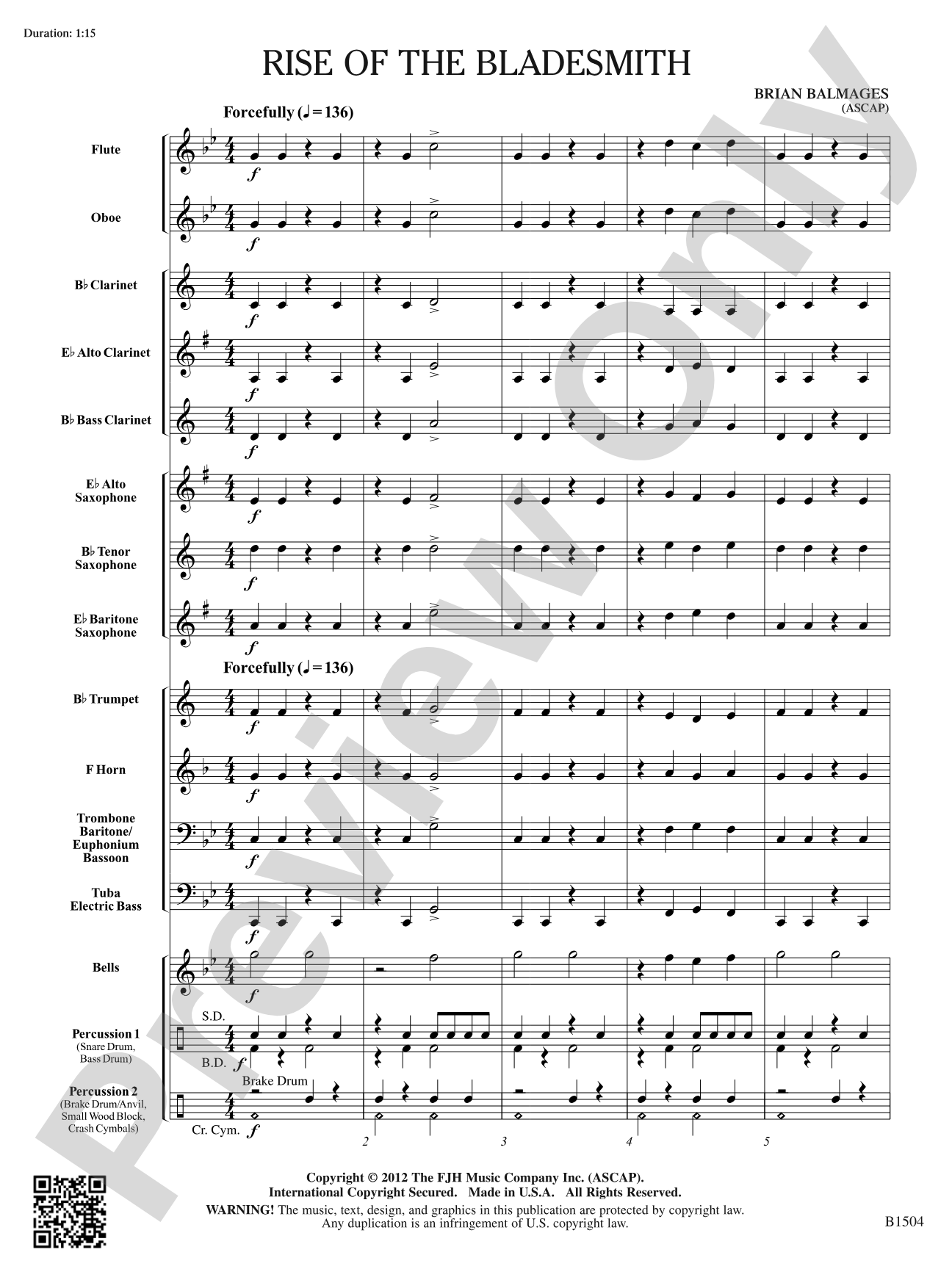 Rise of the Bladesmith: Concert Band Conductor Score & Parts