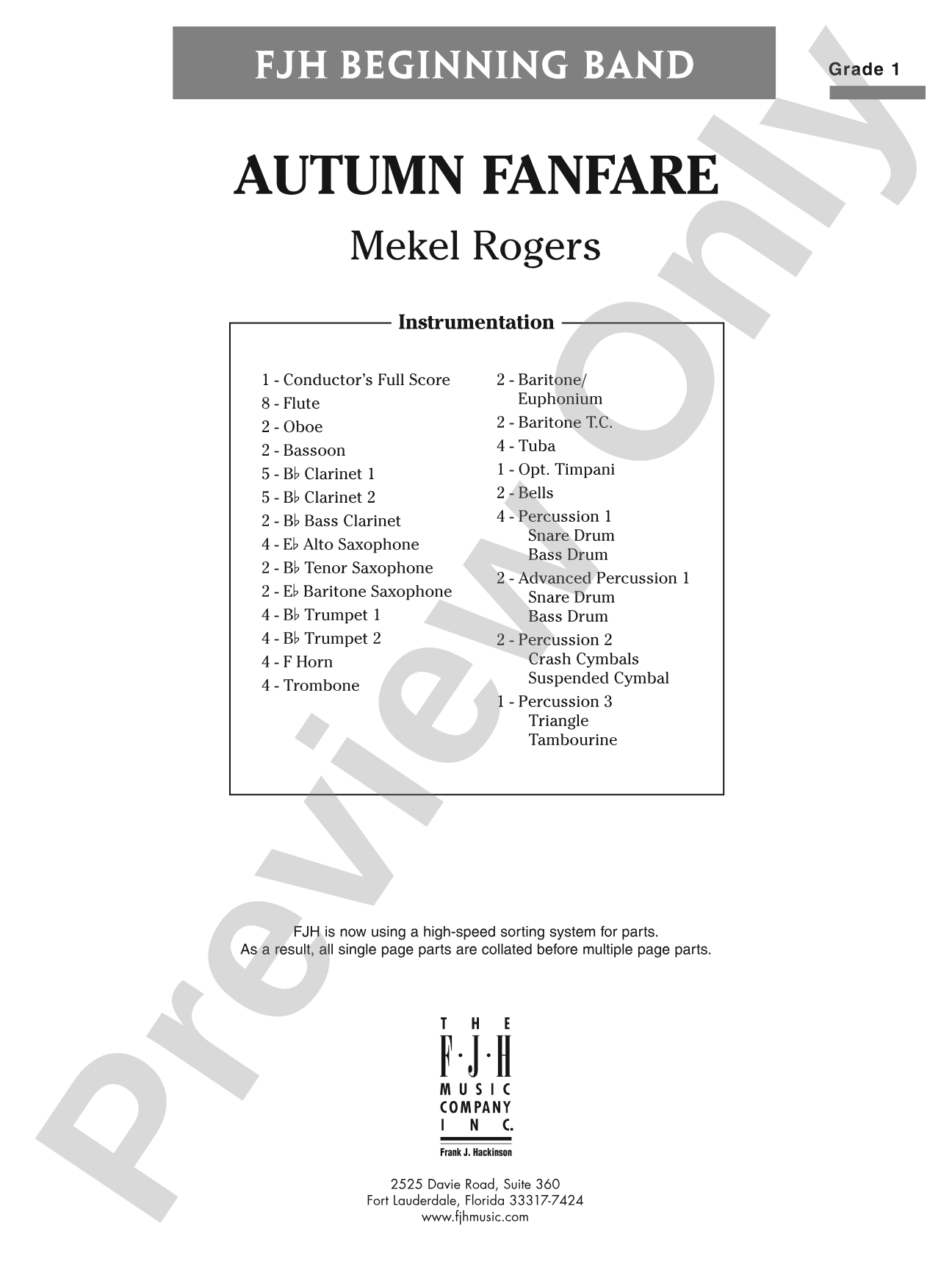 Autumn Fanfare: Concert Band Conductor Score & Parts