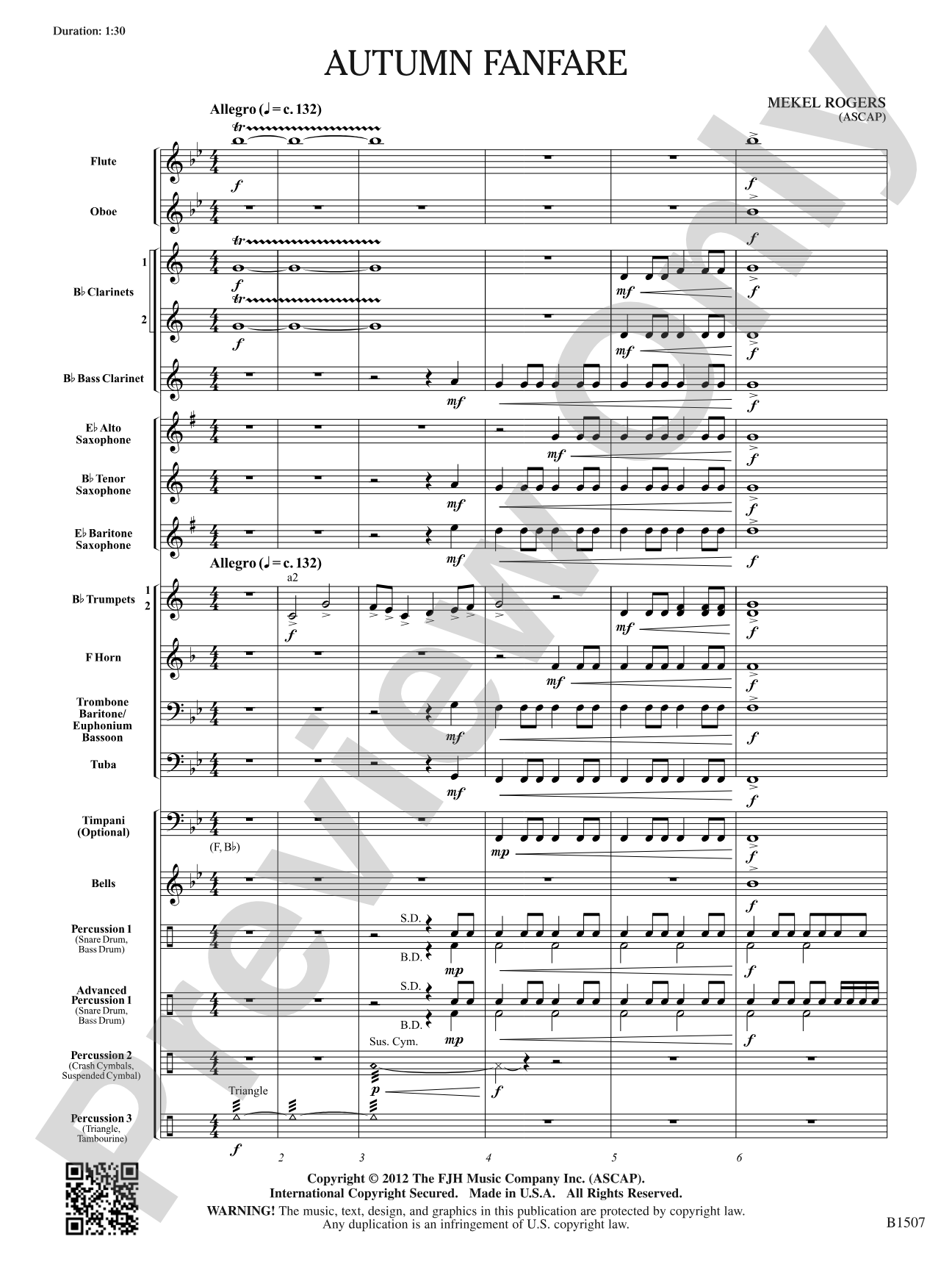 Autumn Fanfare: Concert Band Conductor Score & Parts