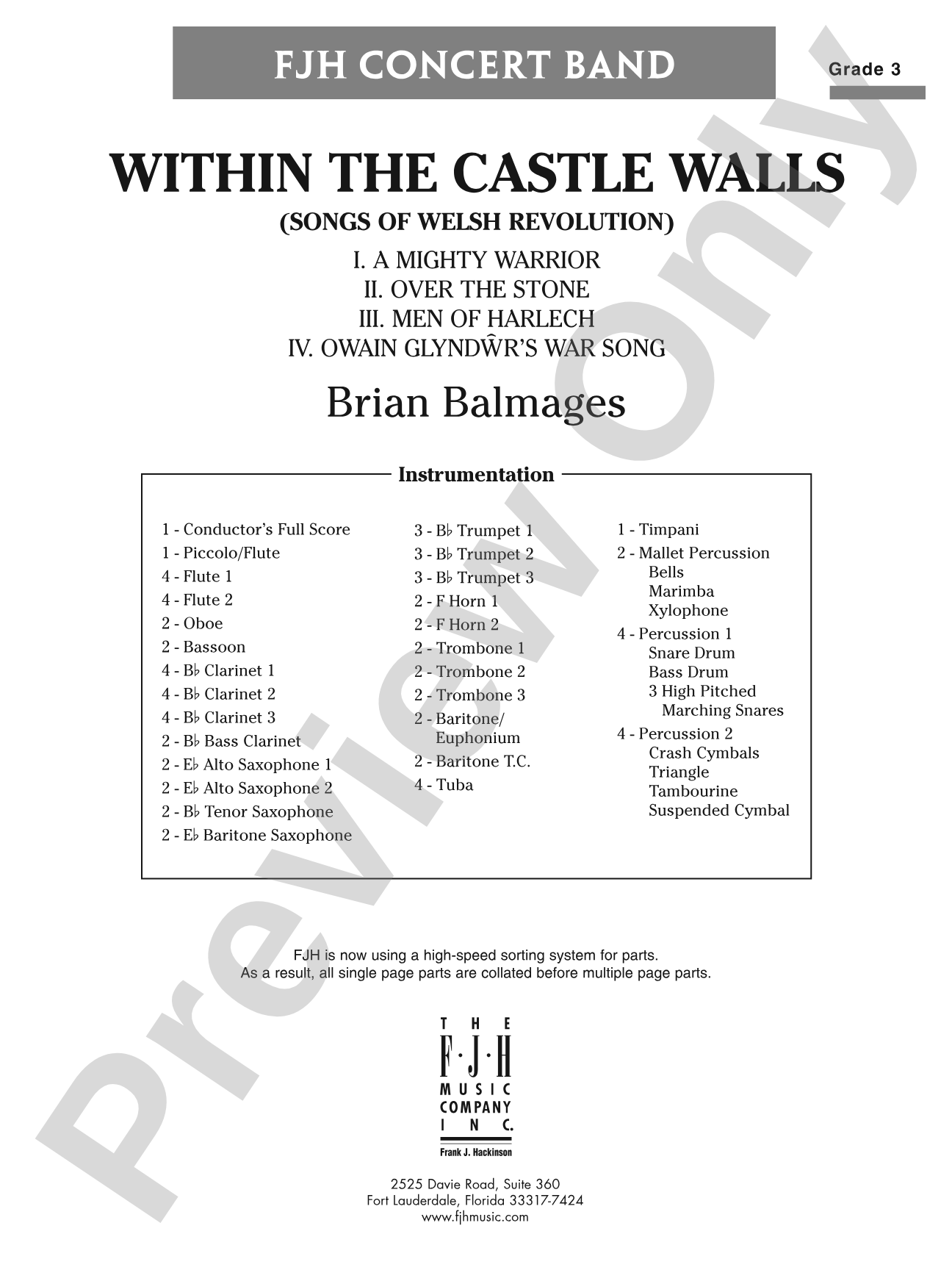 Within the Castle Walls: Concert Band Conductor Score & Parts