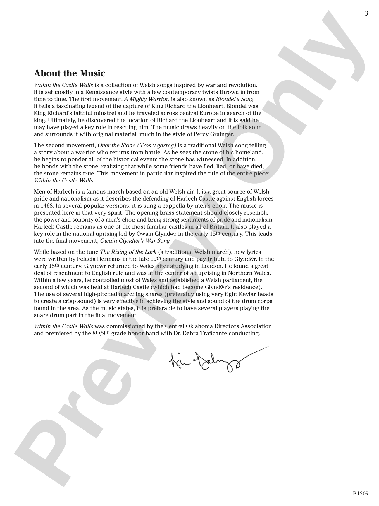 Within the Castle Walls: Concert Band Conductor Score & Parts