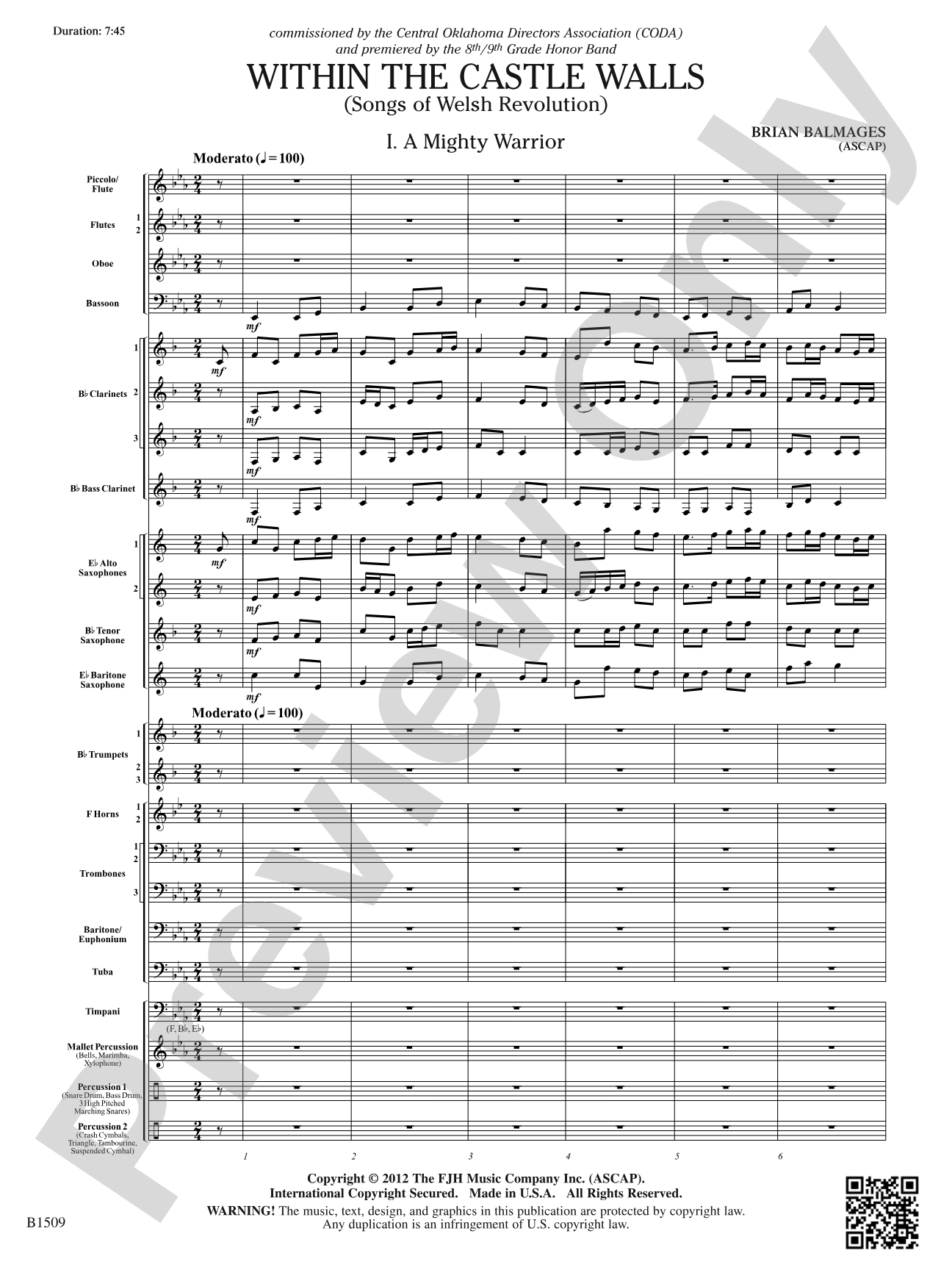 Within the Castle Walls: Concert Band Conductor Score & Parts
