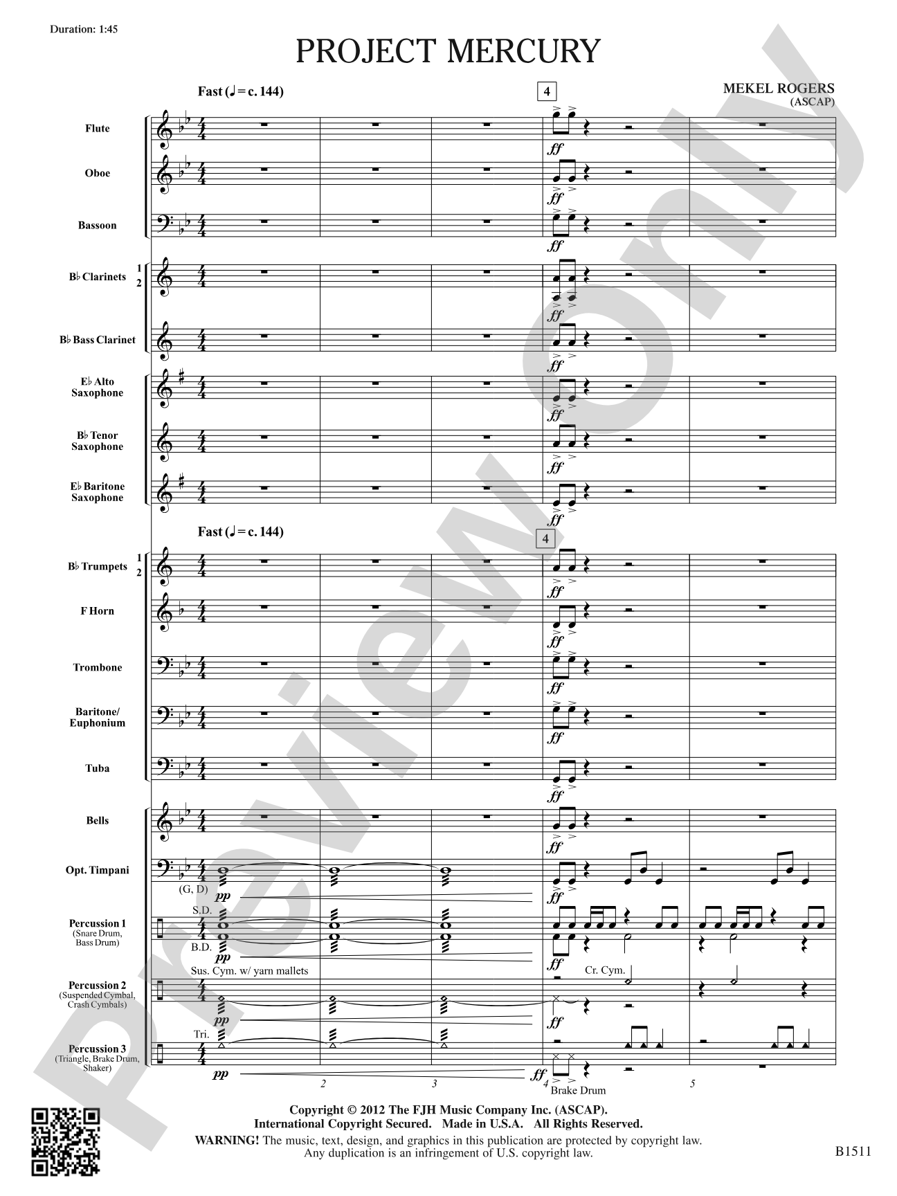 Project Mercury: Concert Band Conductor Score & Parts