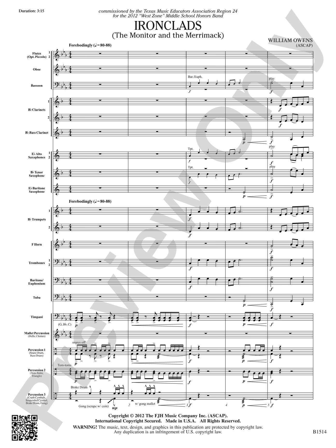 Ironclads: Concert Band Conductor Score & Parts
