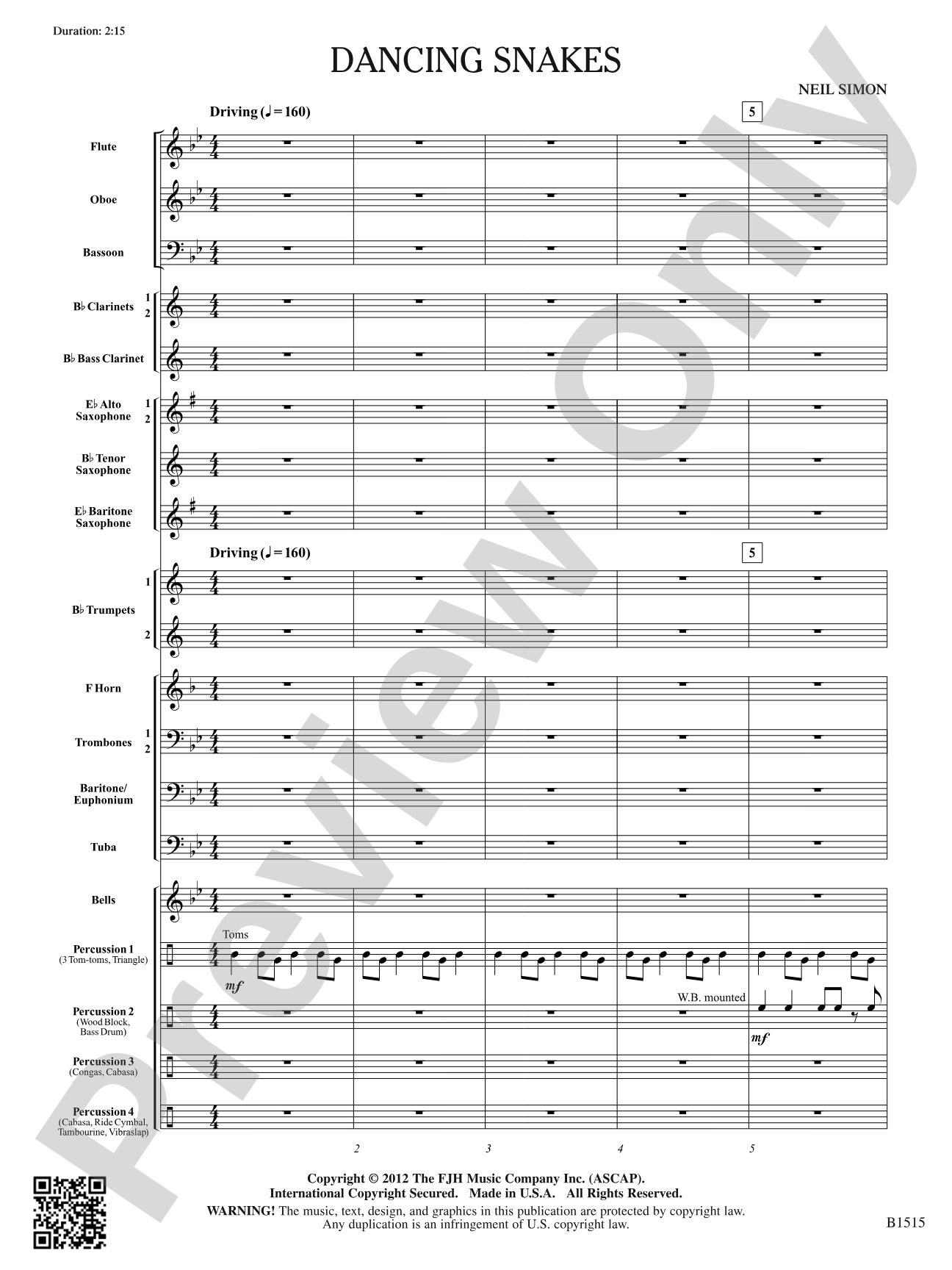 Dancing Snakes: Concert Band Conductor Score & Parts
