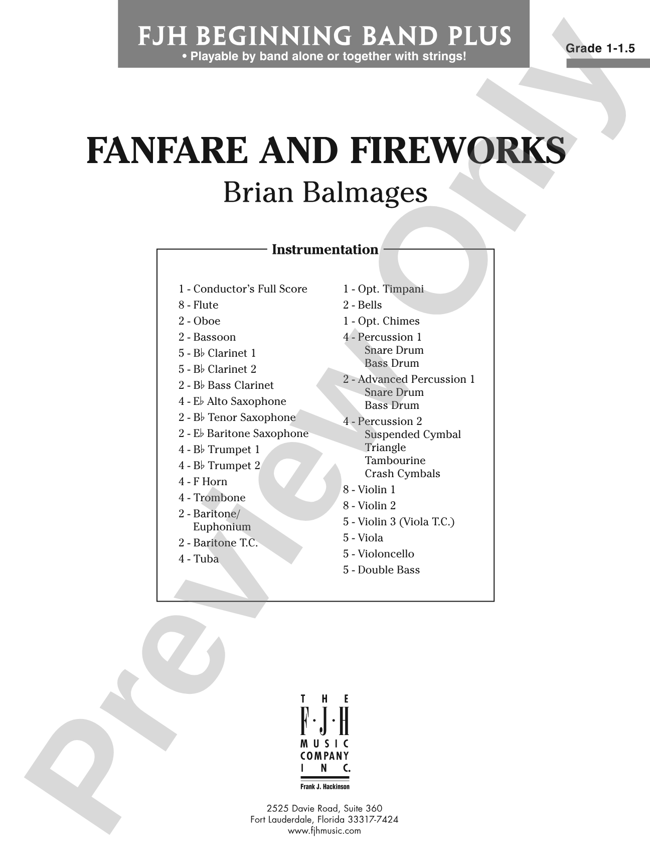 Fanfare and Fireworks: Concert Band Conductor Score & Parts