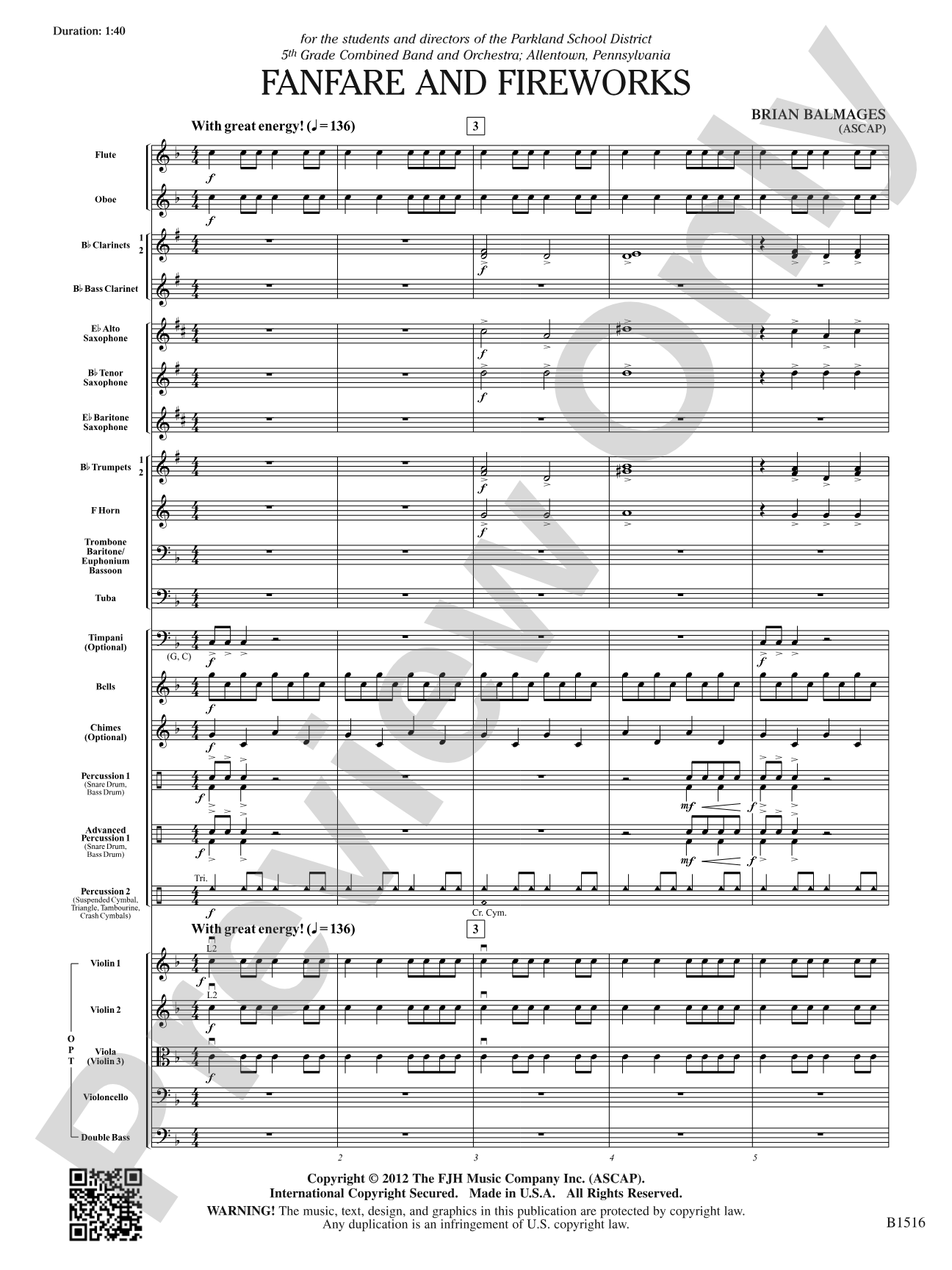 Fanfare and Fireworks: Concert Band Conductor Score & Parts