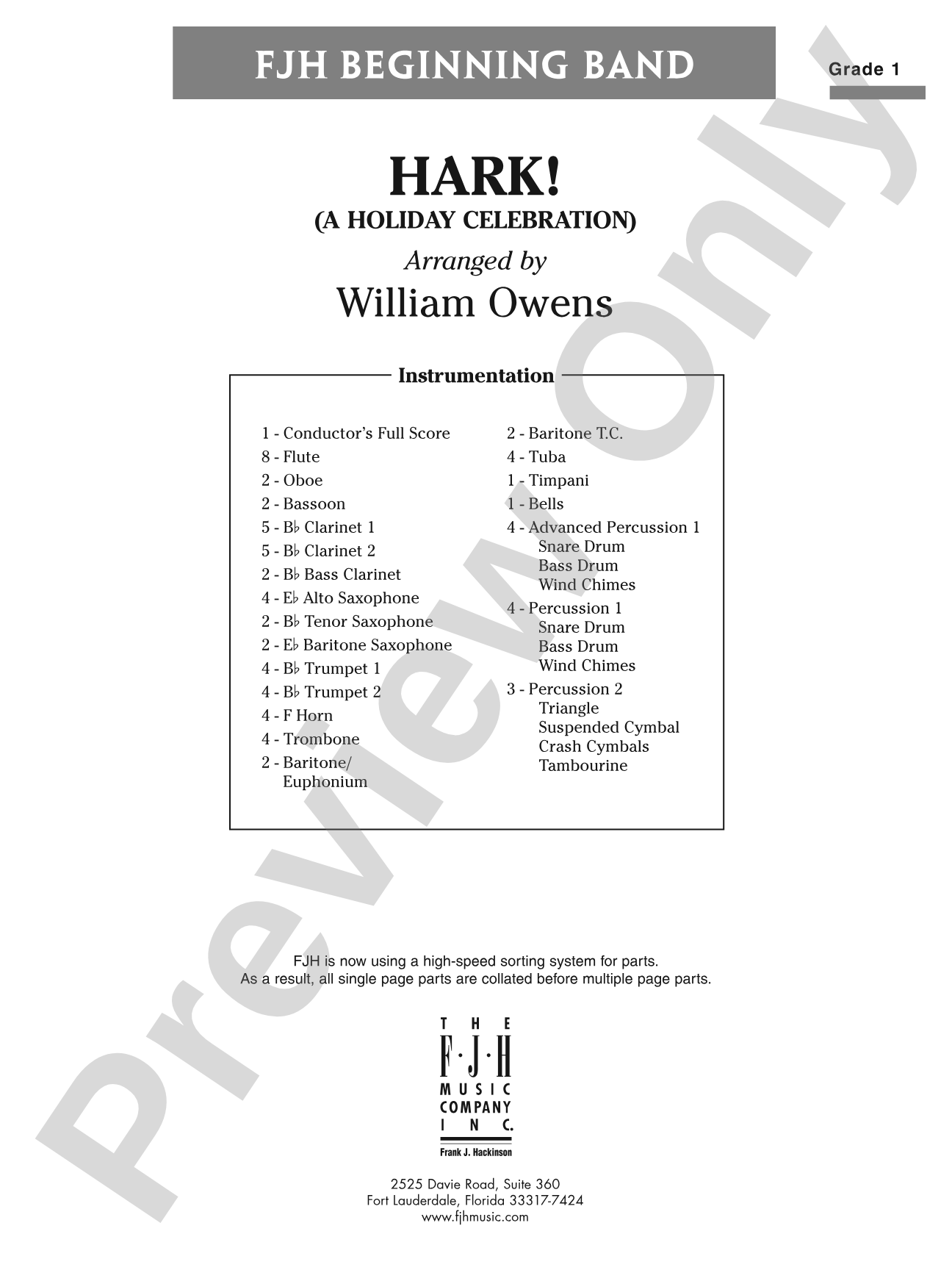 Hark!: Concert Band Conductor Score & Parts