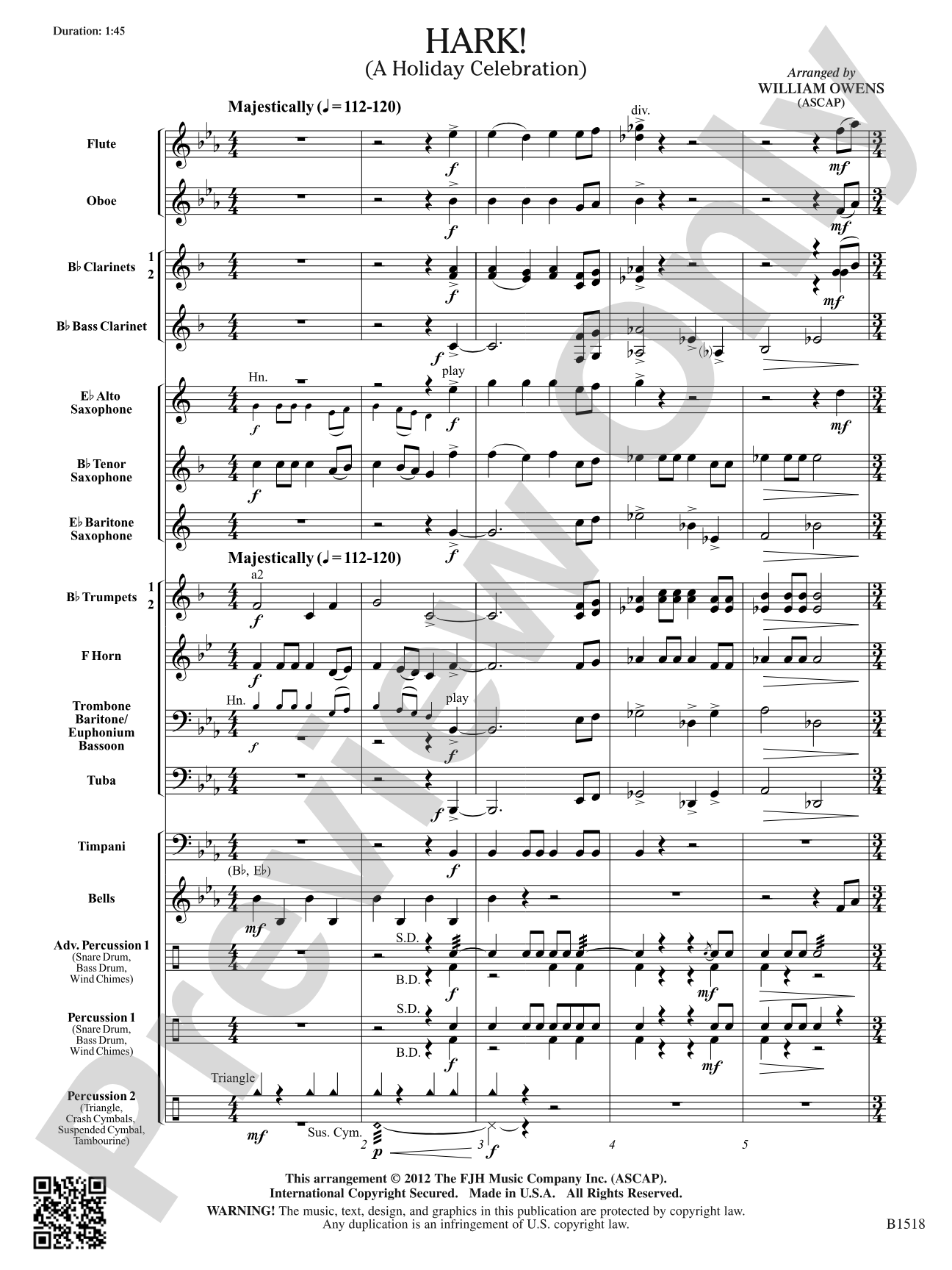 Hark!: Concert Band Conductor Score & Parts