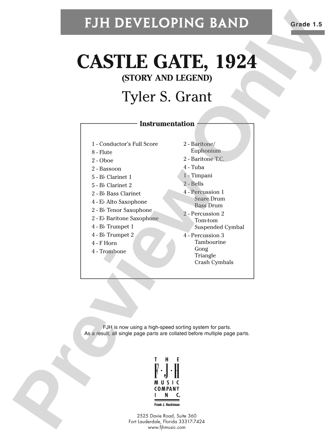 Castle Gate, 1924: Concert Band Conductor Score & Parts