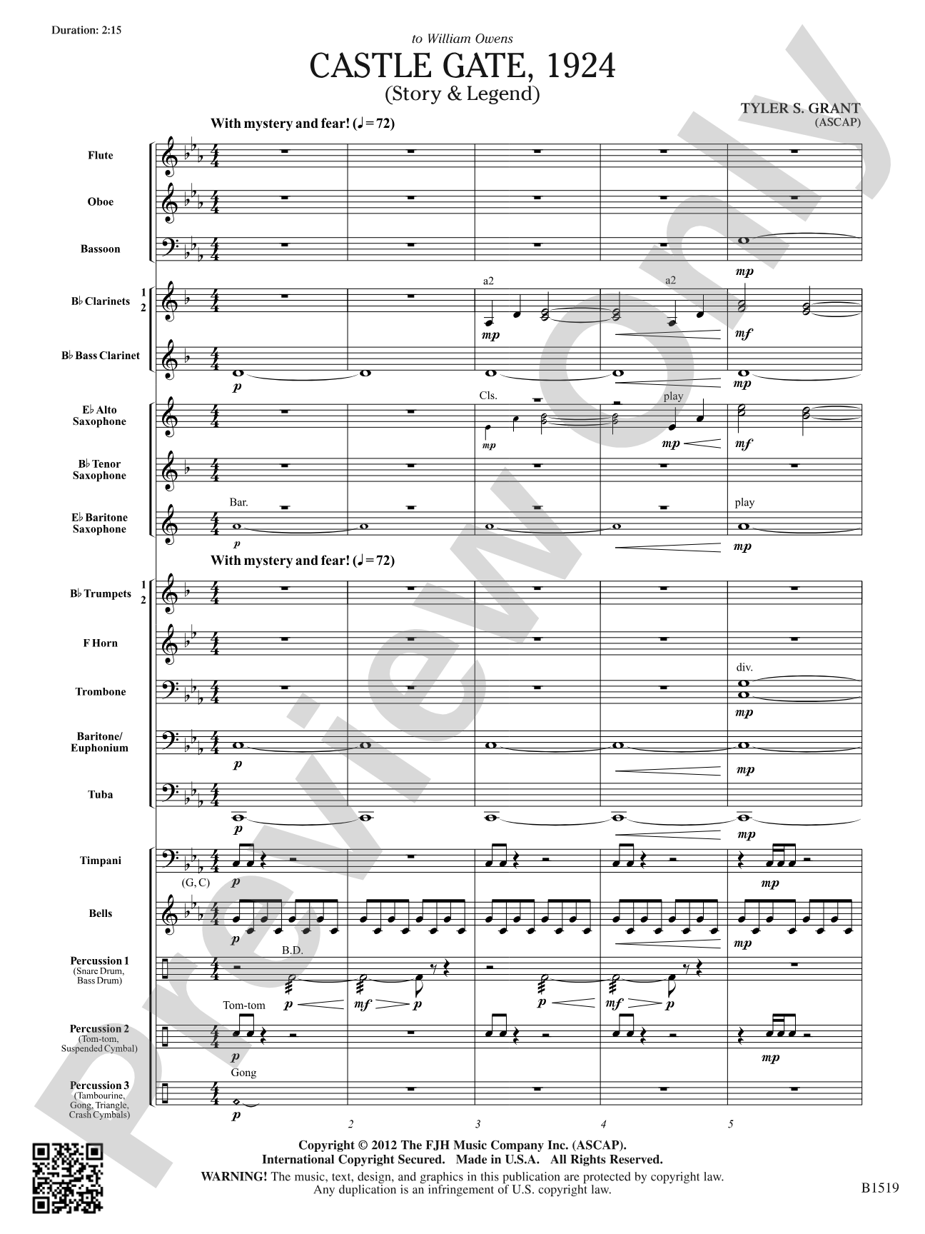 Castle Gate, 1924: Concert Band Conductor Score & Parts