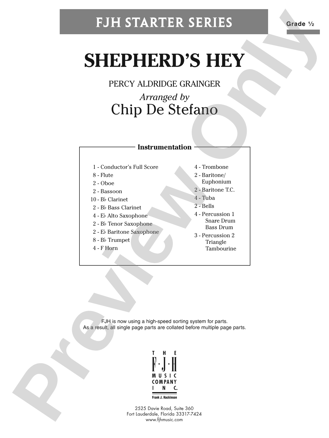 Shepherd's Hey: Concert Band Conductor Score & Parts