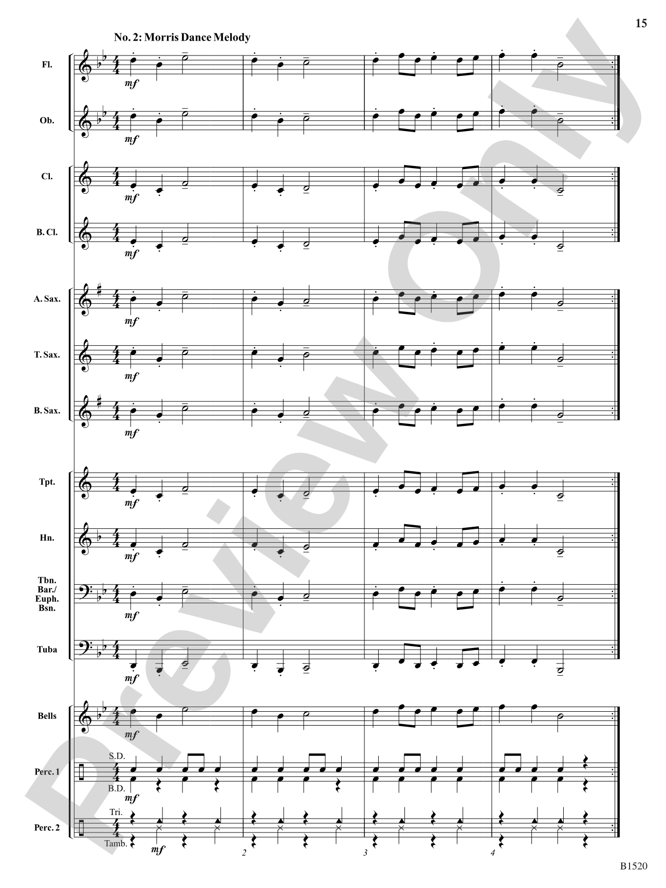Shepherd's Hey: Concert Band Conductor Score & Parts