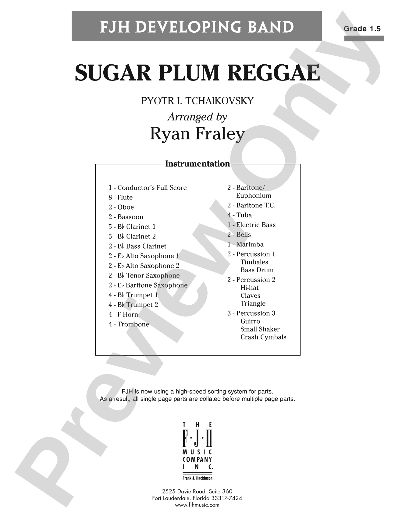 Sugar Plum Reggae: Concert Band Conductor Score & Parts